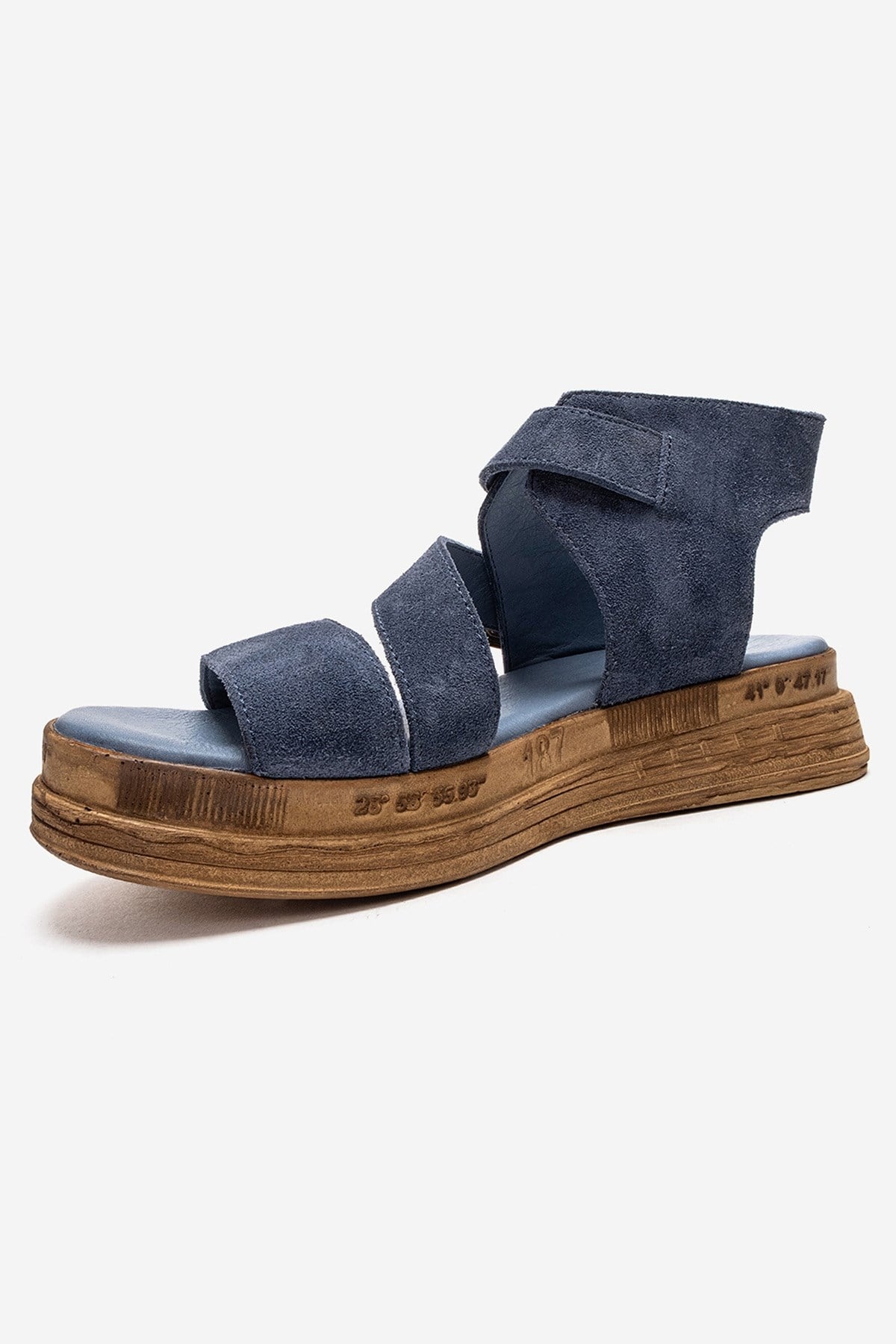 LORENTIS - Denim Blue Genuine Leather Double Buckle Sandal (Women)