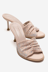 Karina - Beige Jeweled Stiletto Slide (Women)