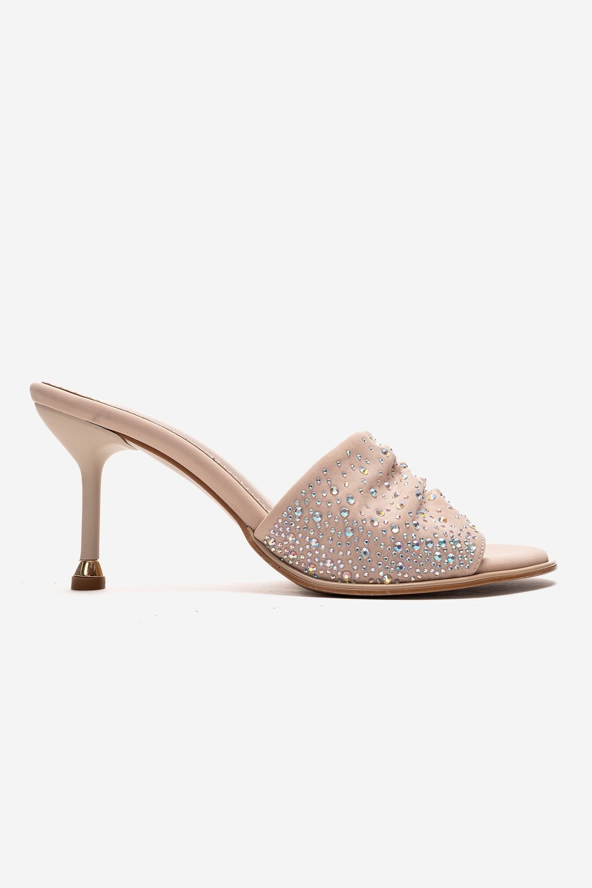 Karina - Beige Jeweled Stiletto Slide (Women)