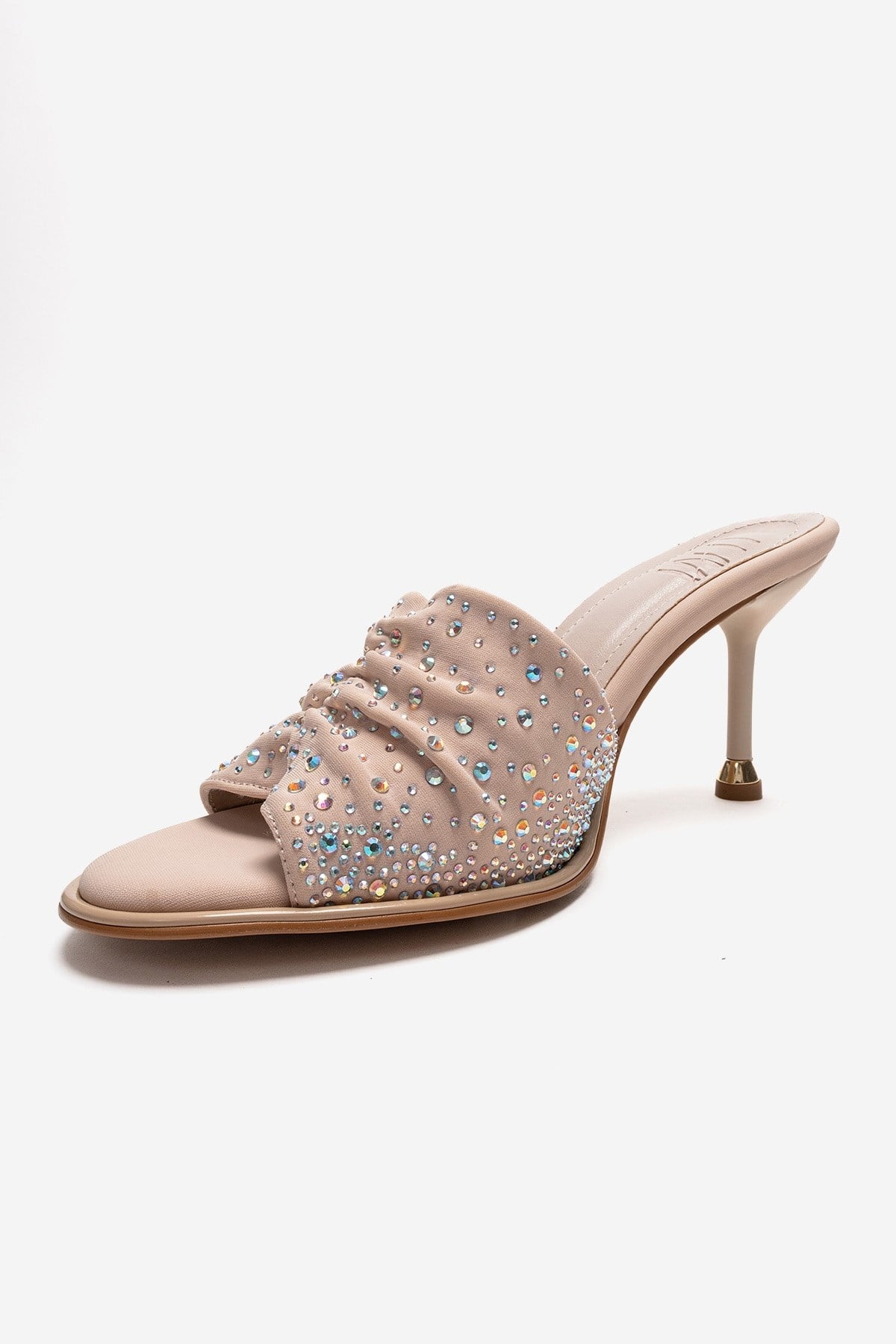 Karina - Beige Jeweled Stiletto Slide (Women)
