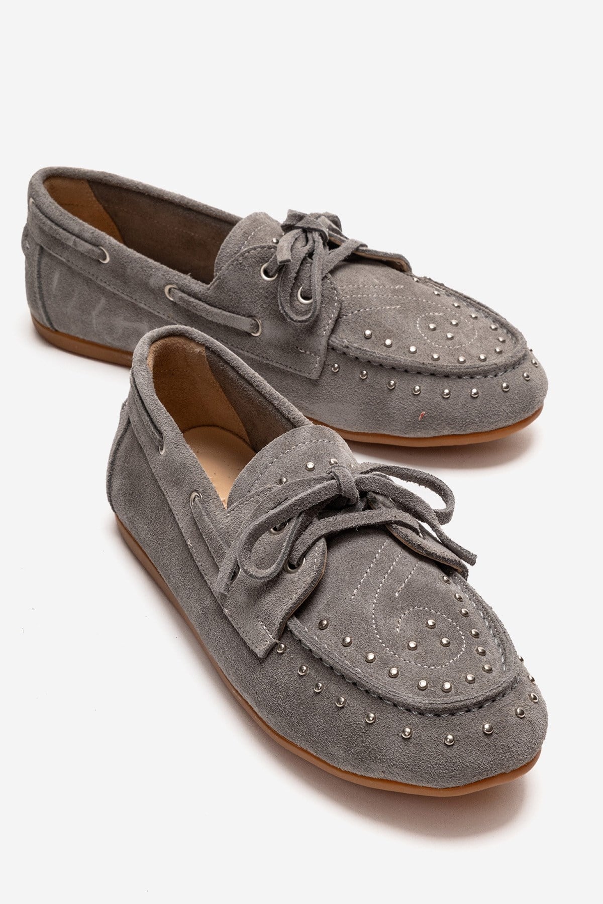 Cuesta - Gray Suede Genuine Leather Lace-Up Loafer (Women)