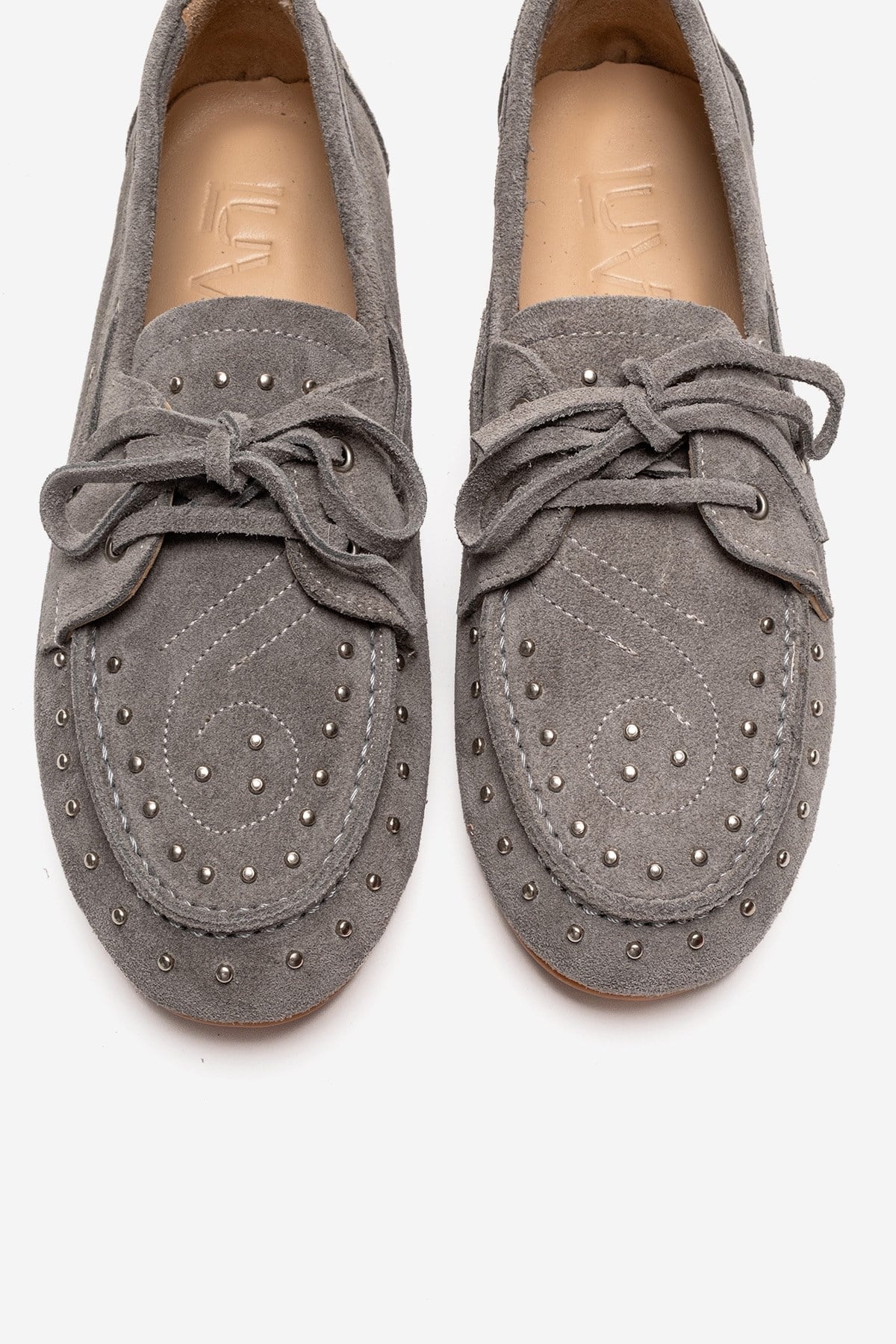 Cuesta - Gray Suede Genuine Leather Lace-Up Loafer (Women)