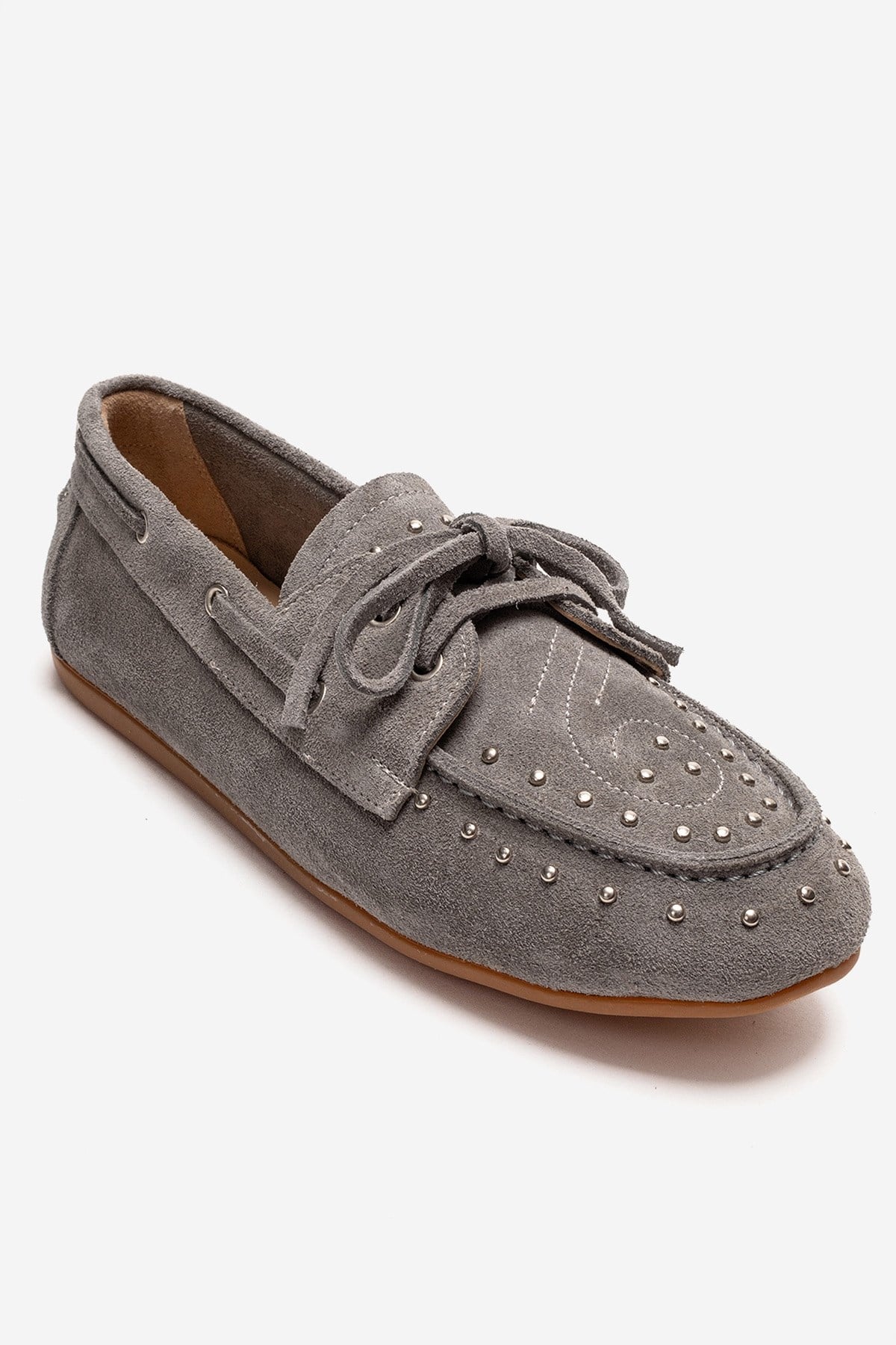 Cuesta - Gray Suede Genuine Leather Lace-Up Loafer (Women)