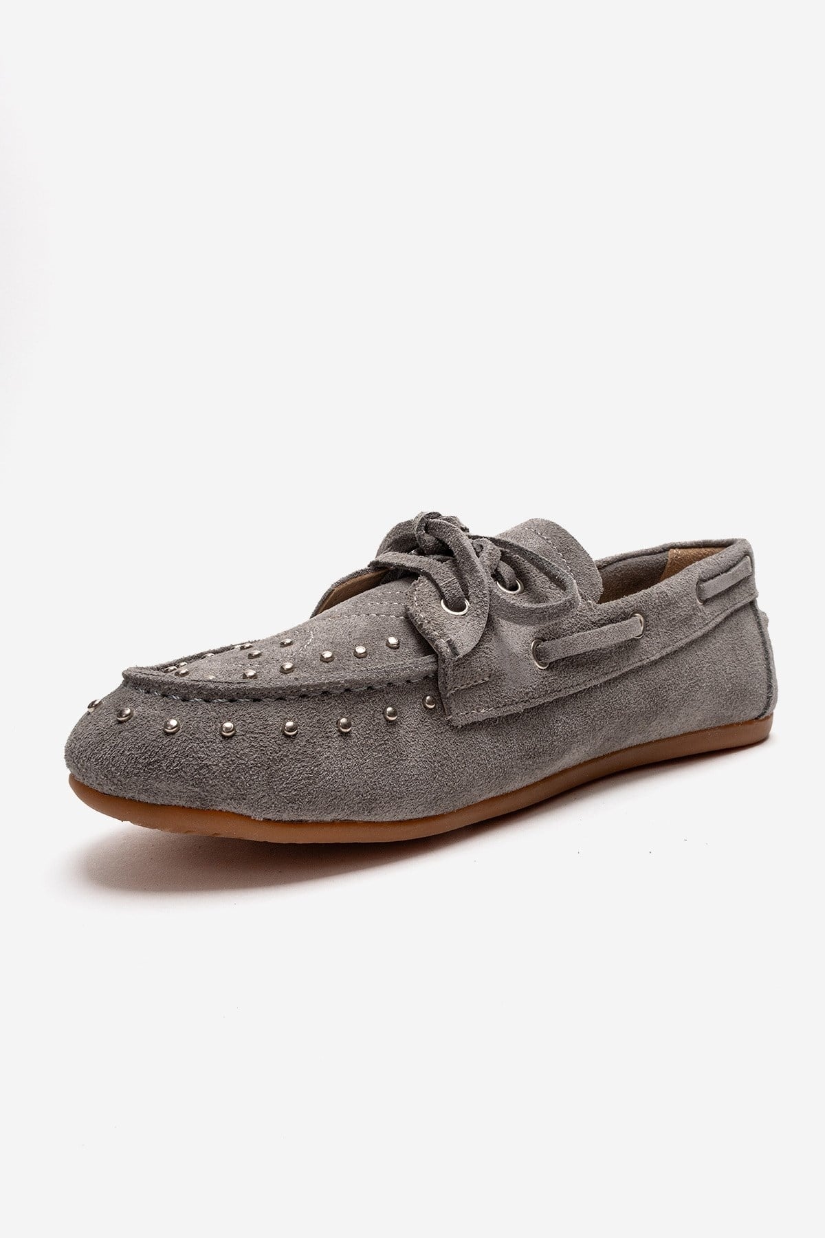 Cuesta - Gray Suede Genuine Leather Lace-Up Loafer (Women)