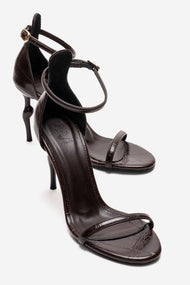Yelena - Brown Printed Thin-Strap Stiletto Pump (Women)