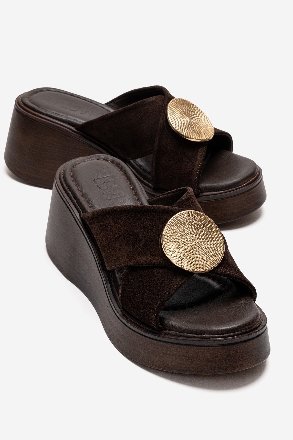 Fianna - Cognac Genuine Leather Wedge Heel Slide (Women)
