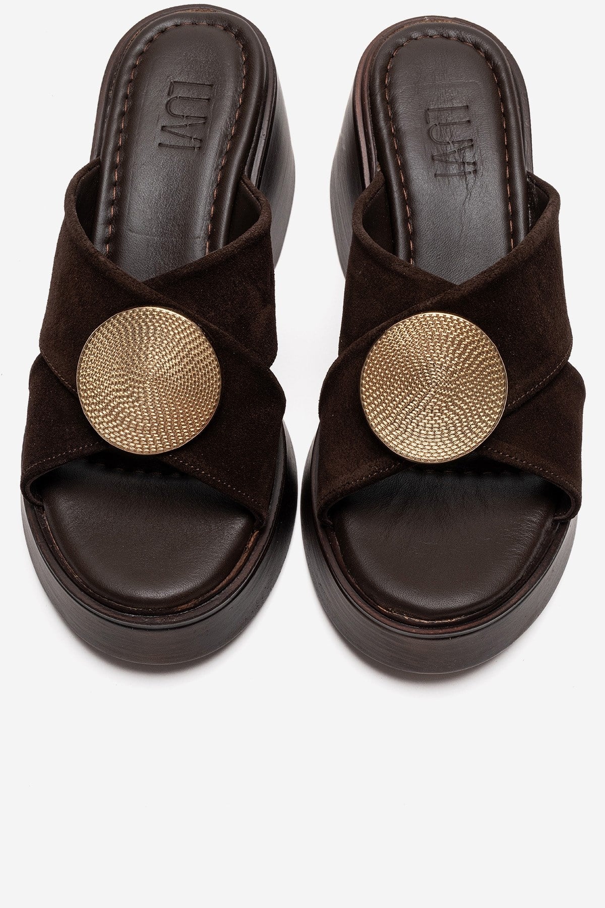 Fianna - Cognac Genuine Leather Wedge Heel Slide (Women)