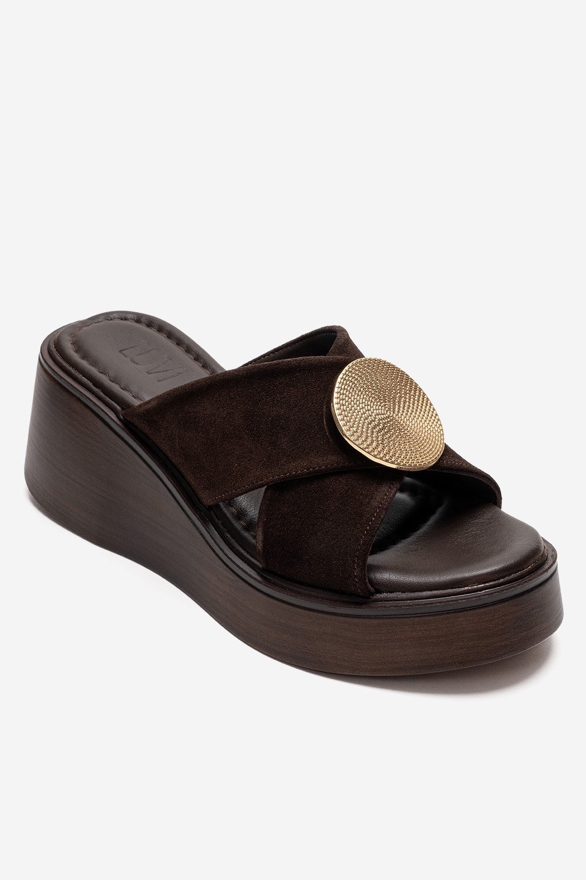 Fianna - Cognac Genuine Leather Wedge Heel Slide (Women)