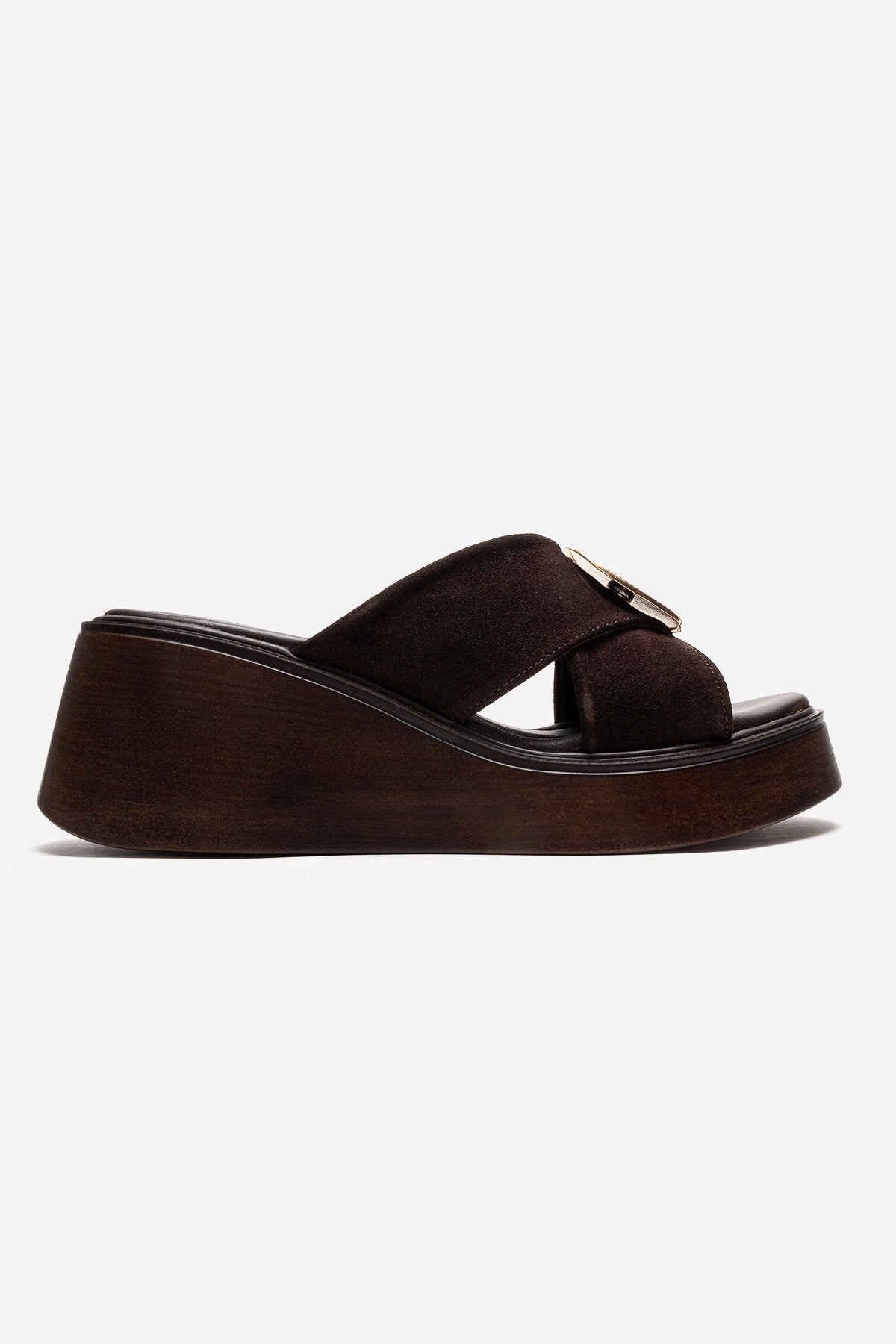 Fianna - Cognac Genuine Leather Wedge Heel Slide (Women)