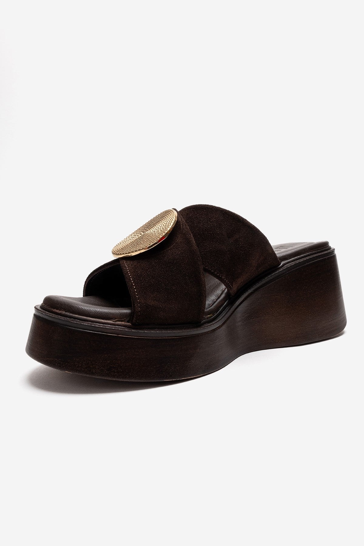 Fianna - Cognac Genuine Leather Wedge Heel Slide (Women)