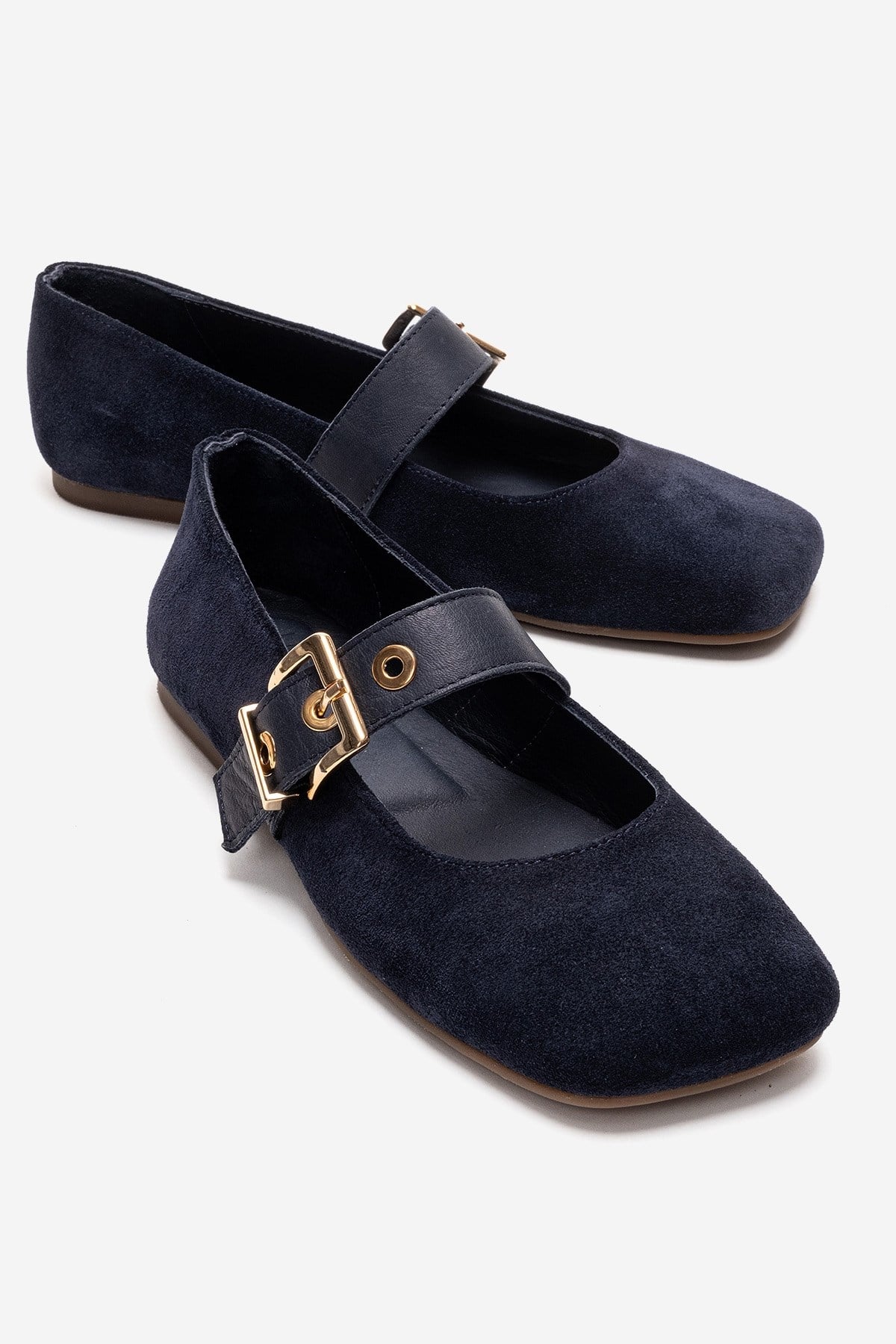Jonas - Navy Genuine Leather Mary Jane Ballet Flat (Women)