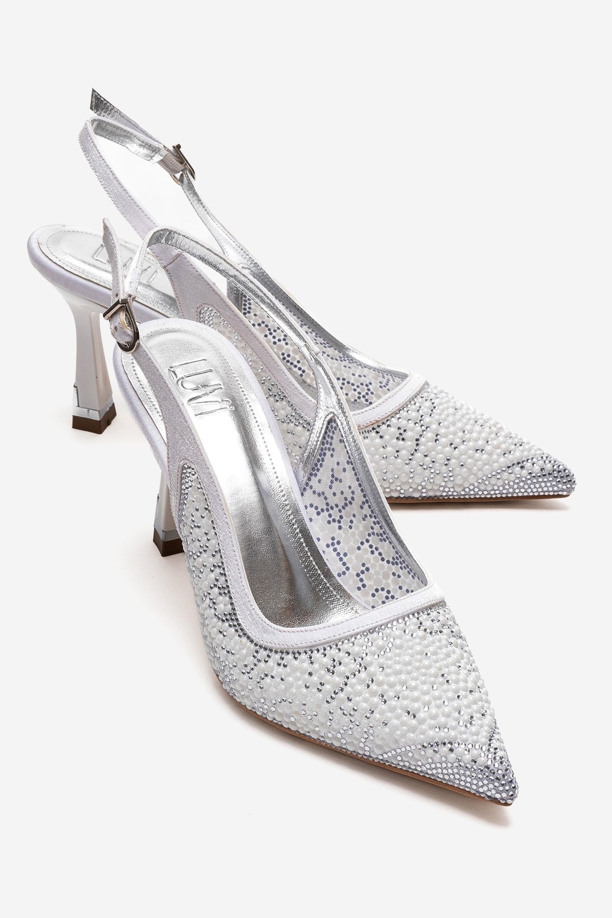 Frea - White Textile Stiletto Pump (Women)