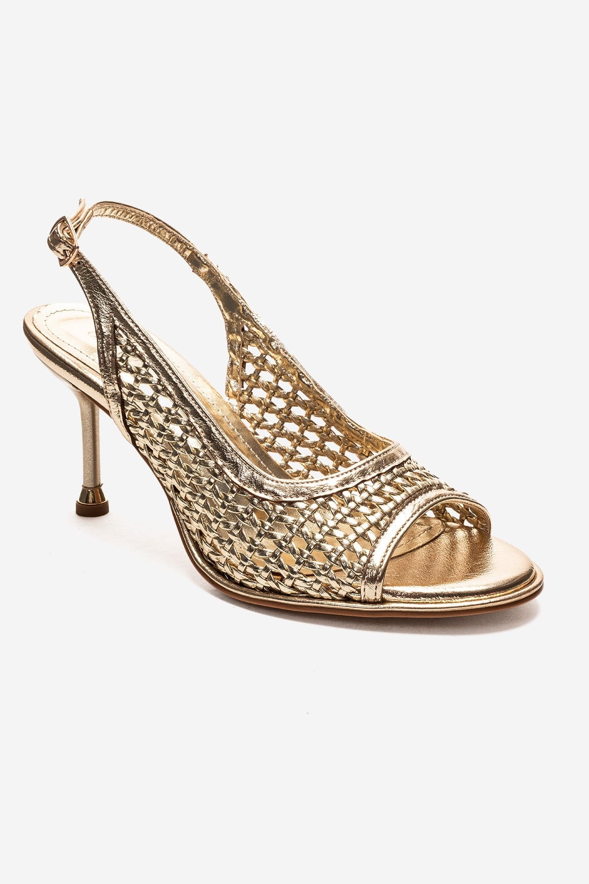 Bonito - Gold Woven Synthetic Leather Stiletto Pump (Women)