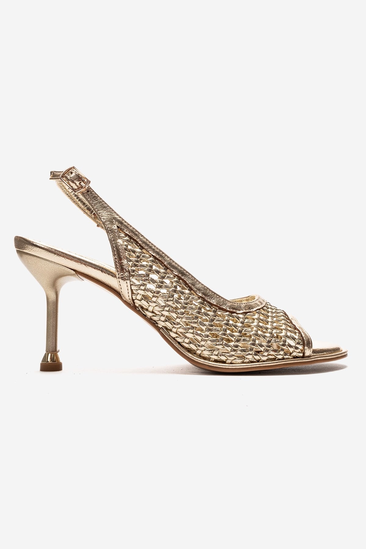 Bonito - Gold Woven Synthetic Leather Stiletto Pump (Women)