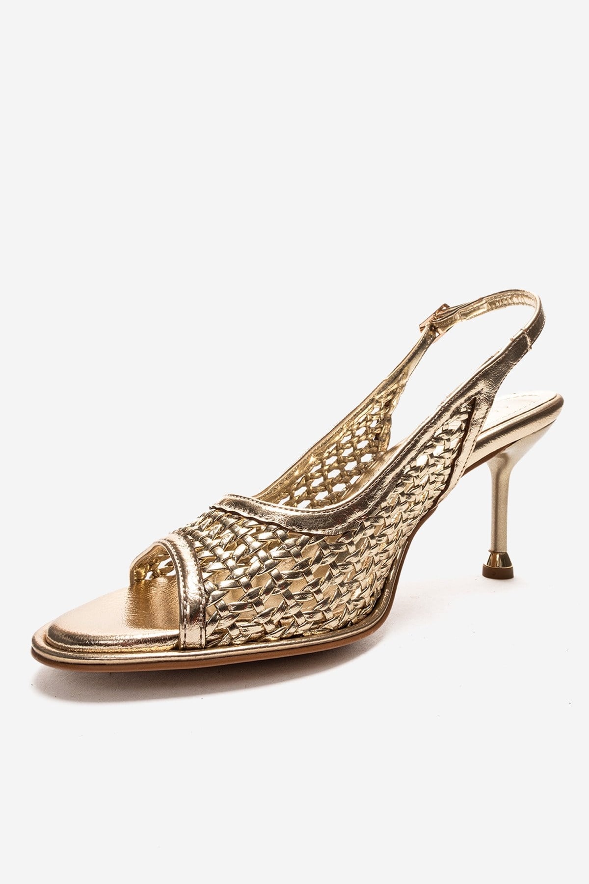 Bonito - Gold Woven Synthetic Leather Stiletto Pump (Women)