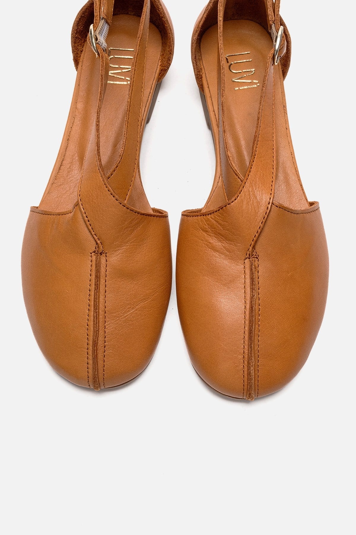 Fable - Camel Genuine Leather Open-Side Ballet Flat (Women)