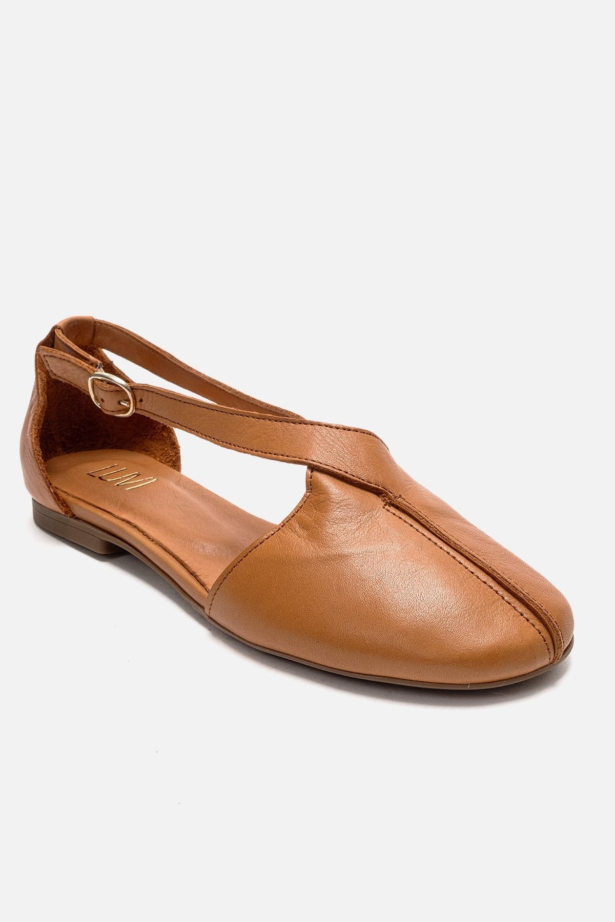 Fable - Camel Genuine Leather Open-Side Ballet Flat (Women)