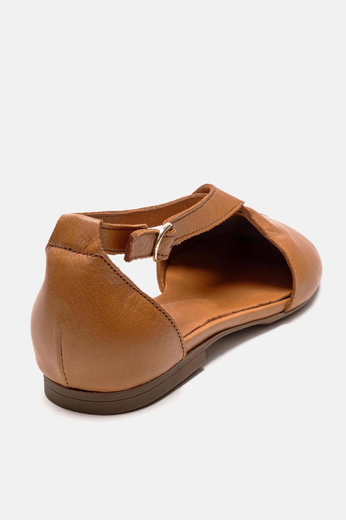 Fable - Camel Genuine Leather Open-Side Ballet Flat (Women)