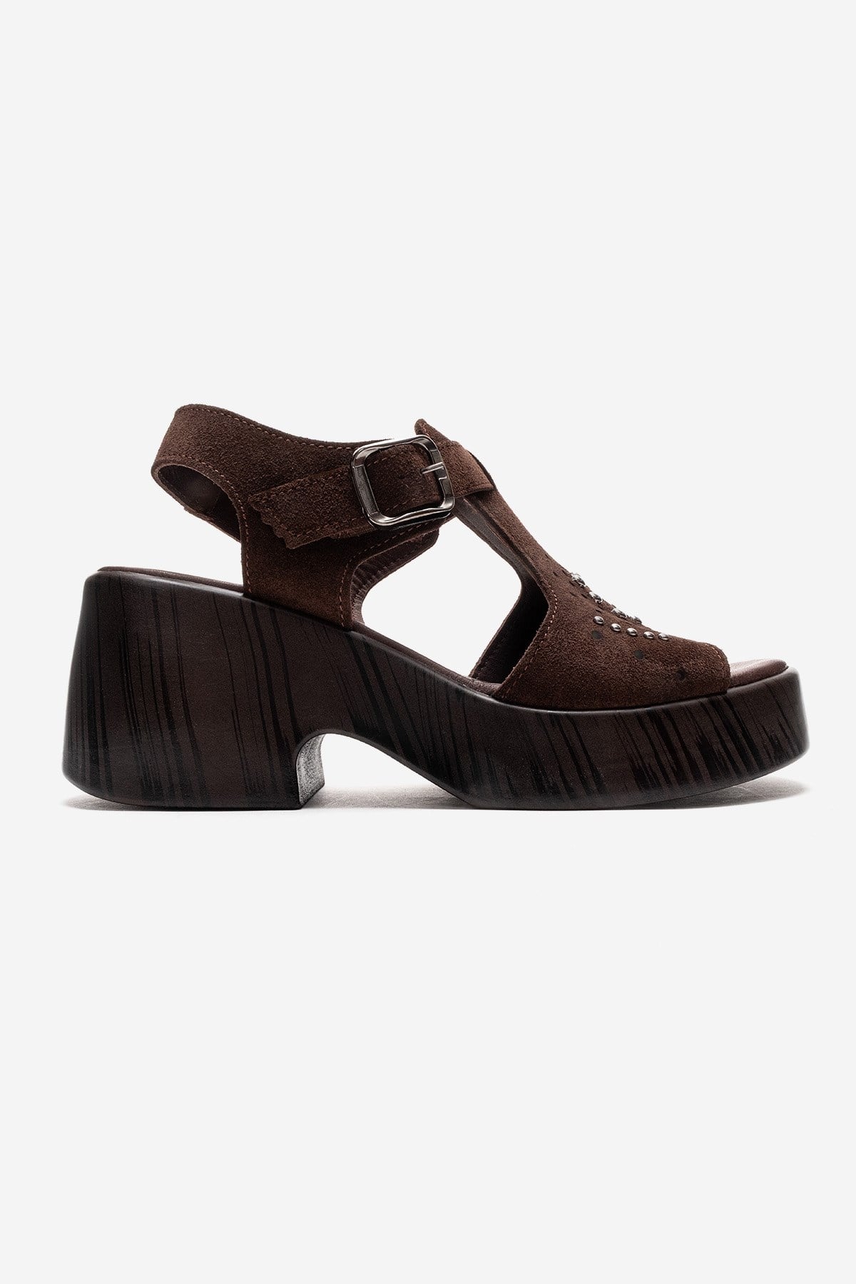 Romina - Brown Genuine Suede Leather Platform Heel Sandal (Women)