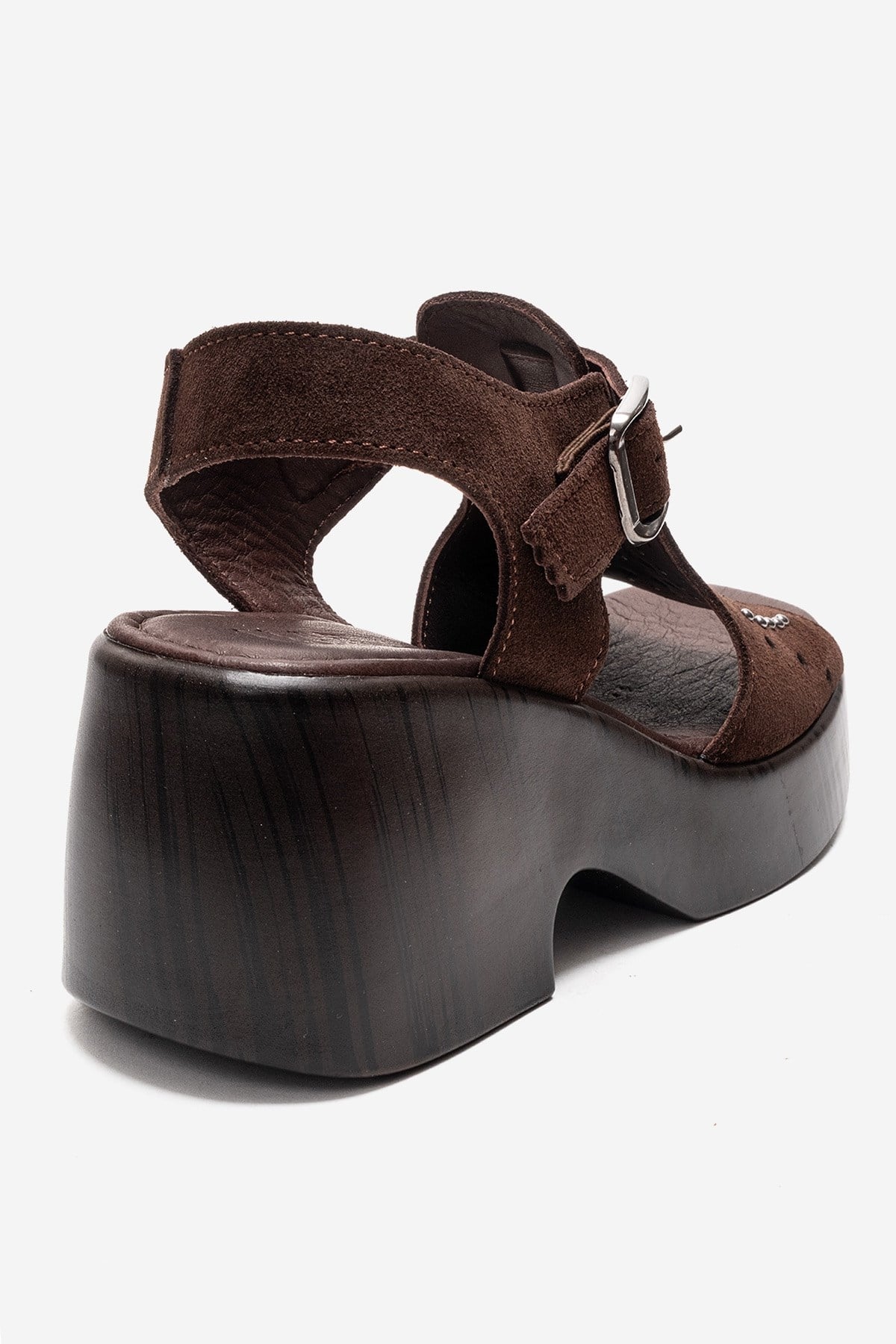 Romina - Brown Genuine Suede Leather Platform Heel Sandal (Women)