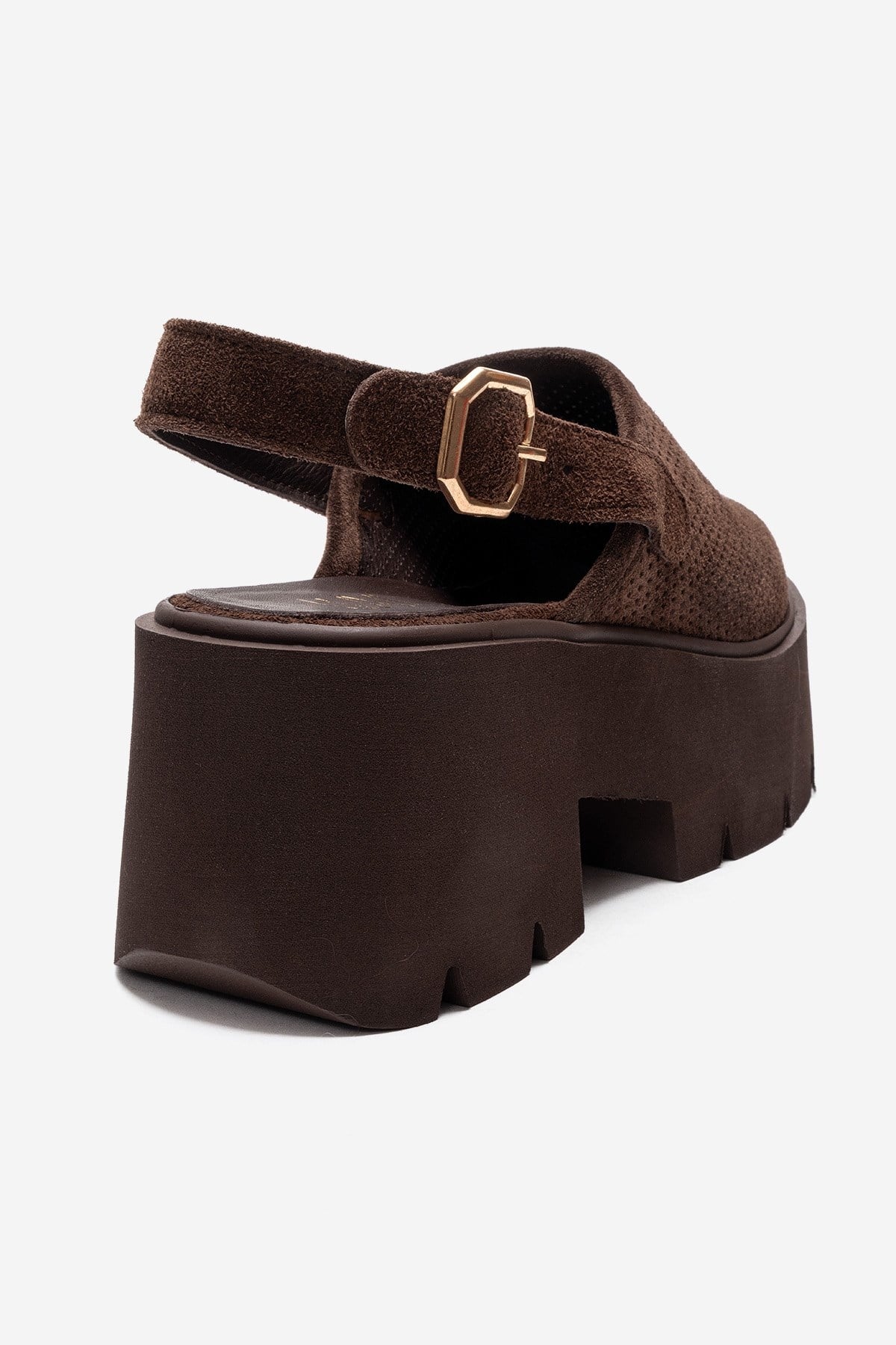 CALDRIS - Brown Genuine Suede Leather Closed-Toe Platform Sandal (Women)
