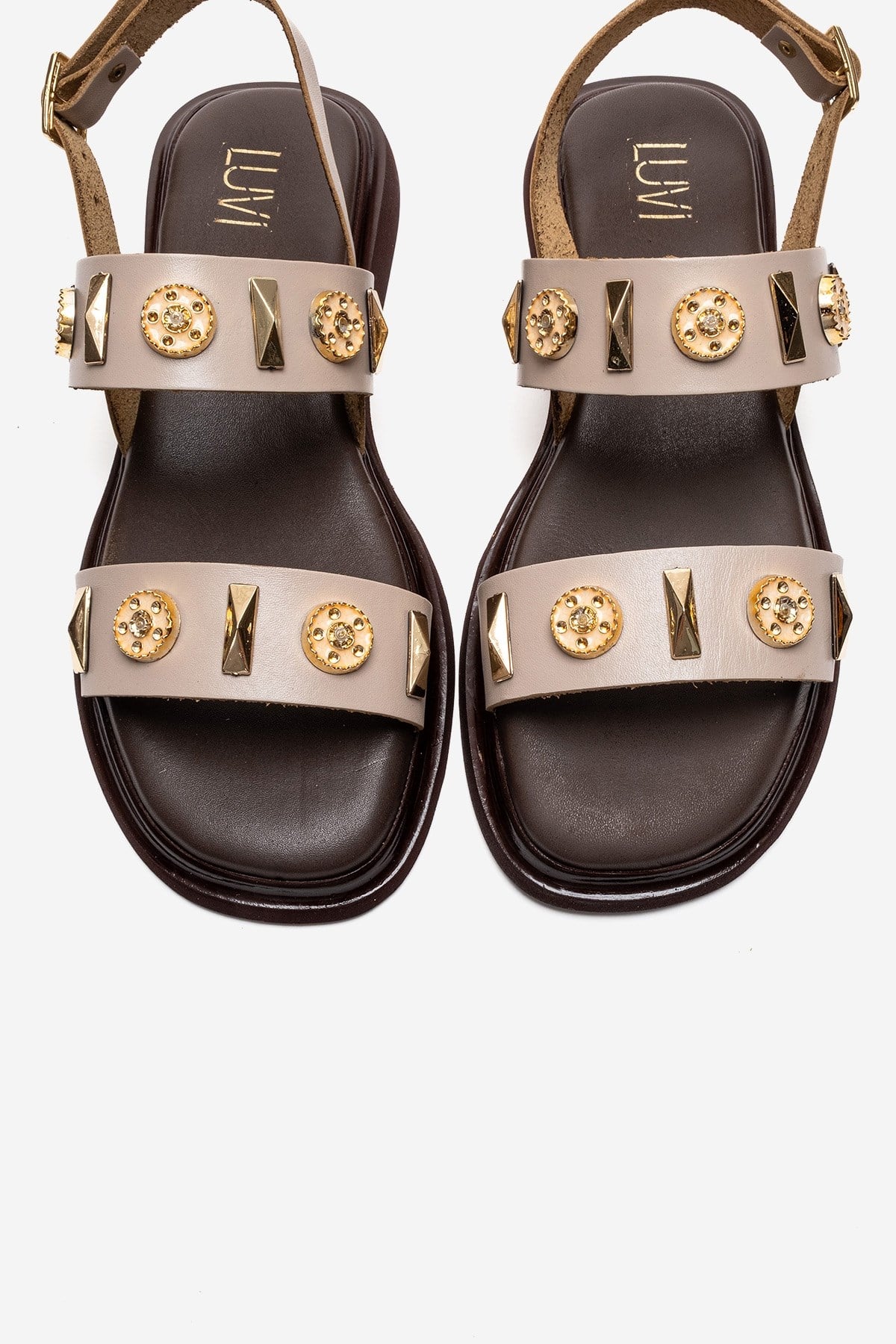 LIBERA - Beige Genuine Leather Buckled Sandal (Women)