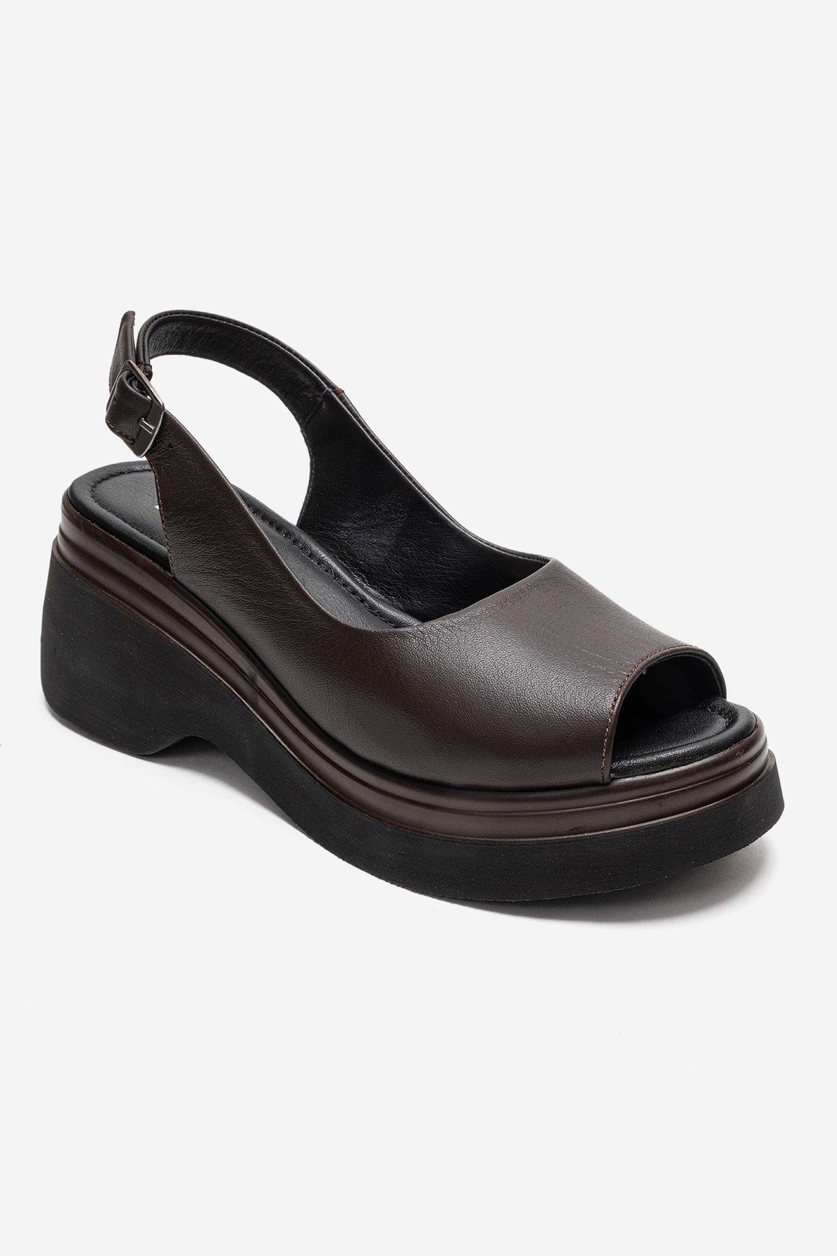 LAURE - Brown Genuine Leather Platform Sandal (Women)