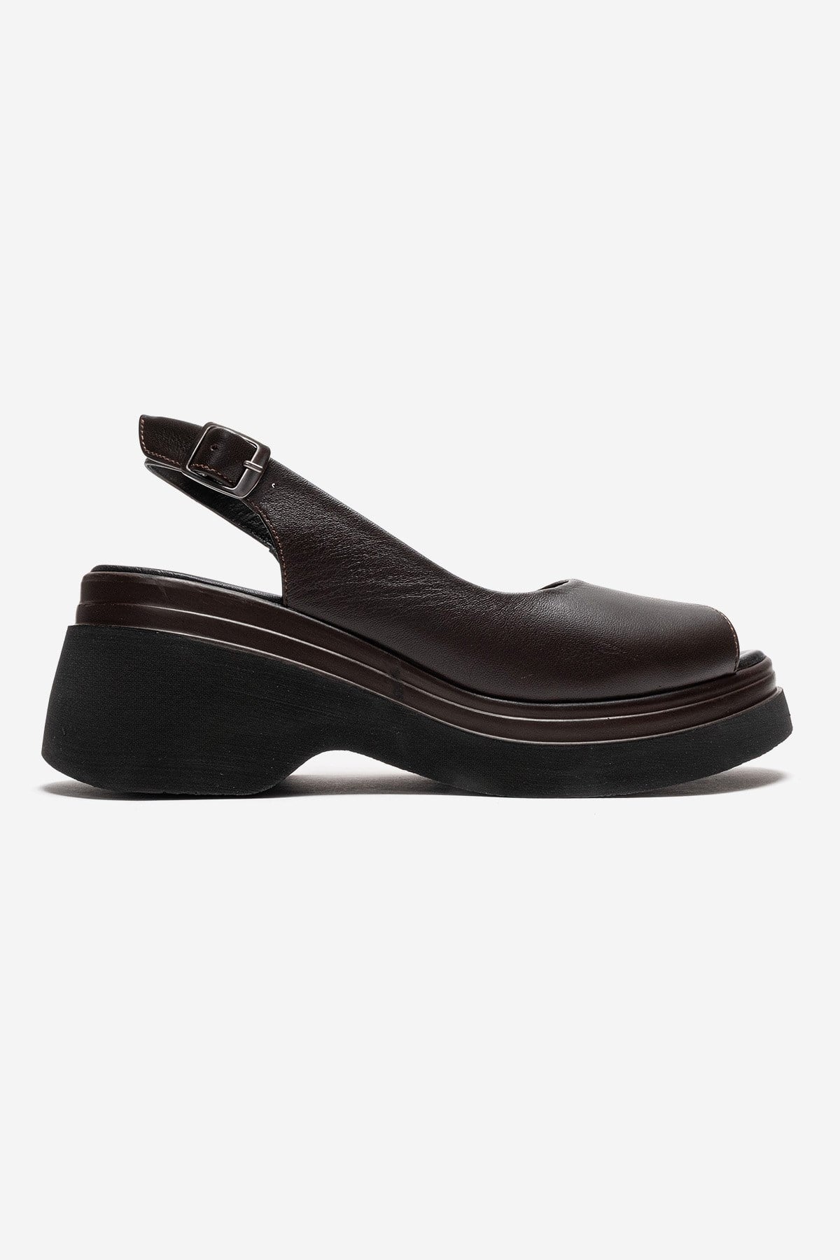 LAURE - Brown Genuine Leather Platform Sandal (Women)