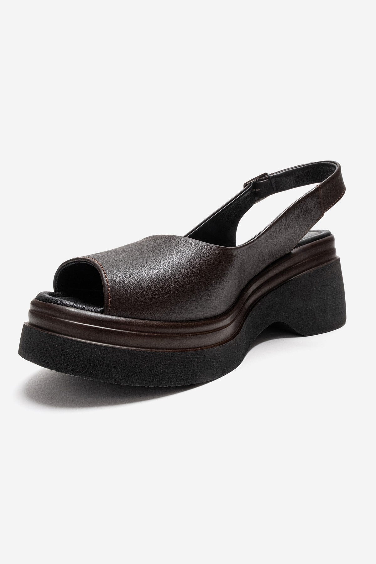 LAURE - Brown Genuine Leather Platform Sandal (Women)