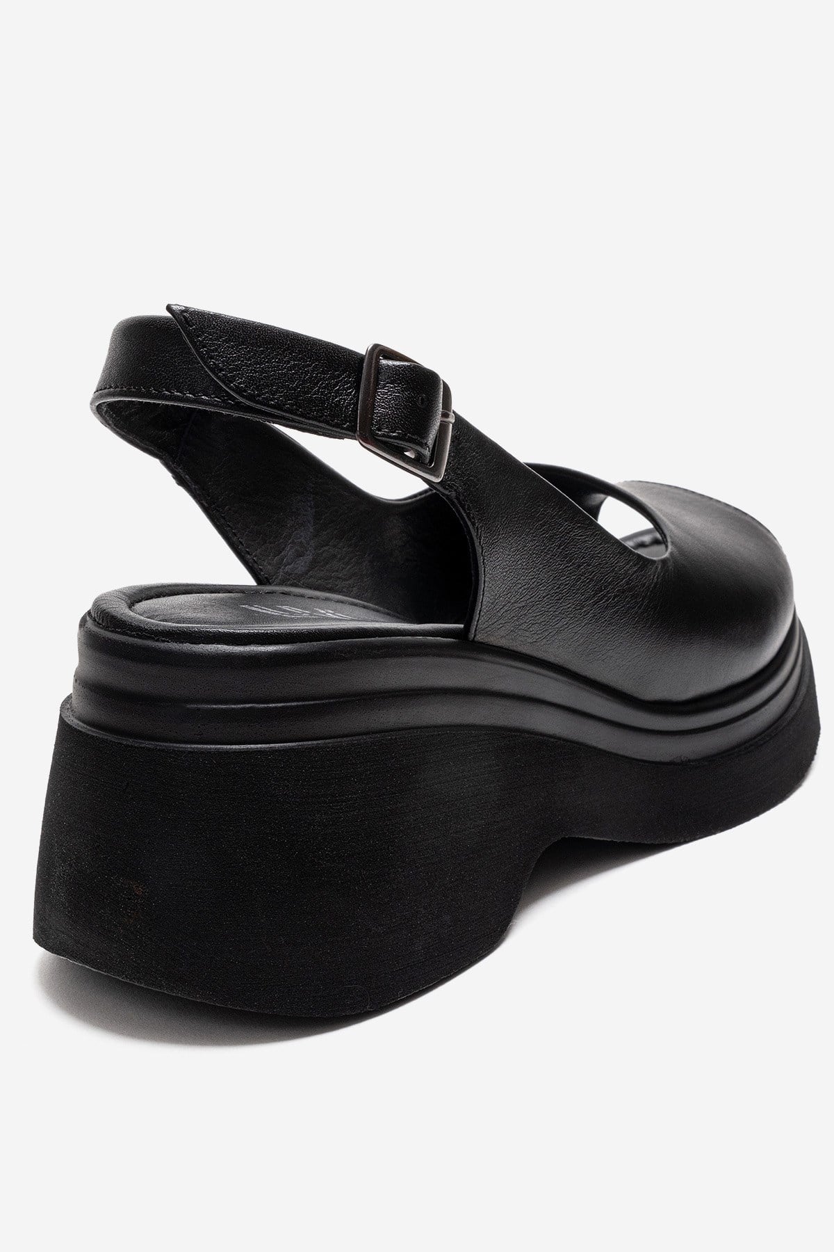 LAURE - Black Genuine Leather Platform Sandal (Women)