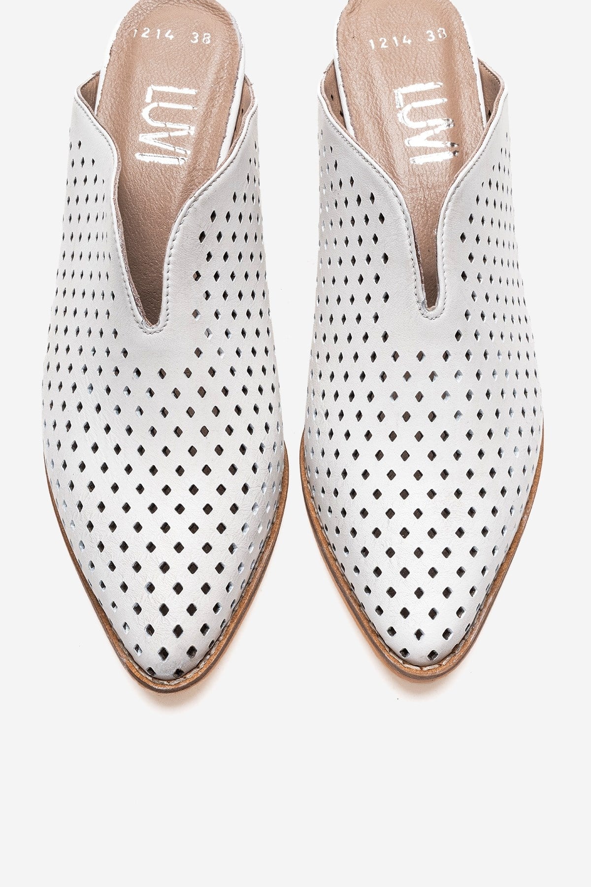 TOEN - White Genuine Leather Block Heel Mule (Women)
