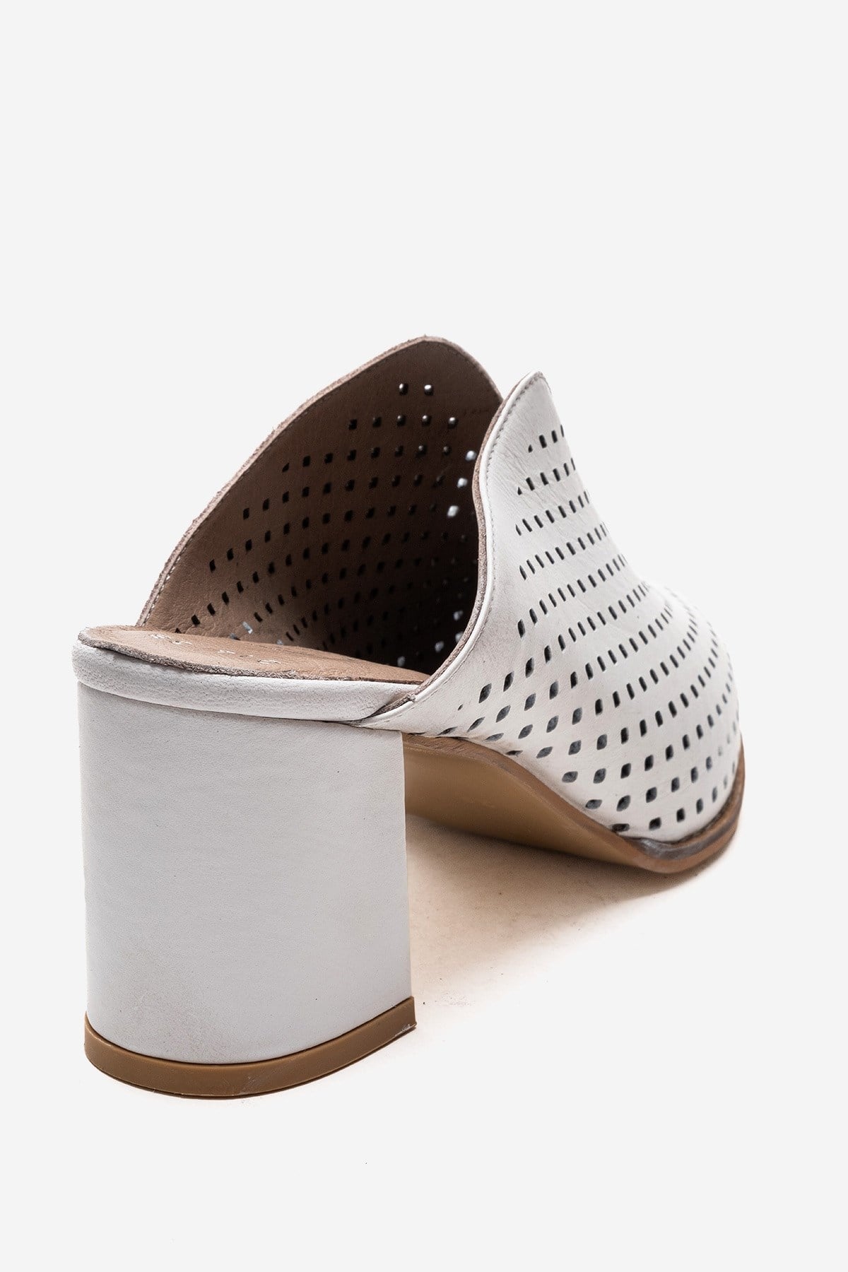 TOEN - White Genuine Leather Block Heel Mule (Women)