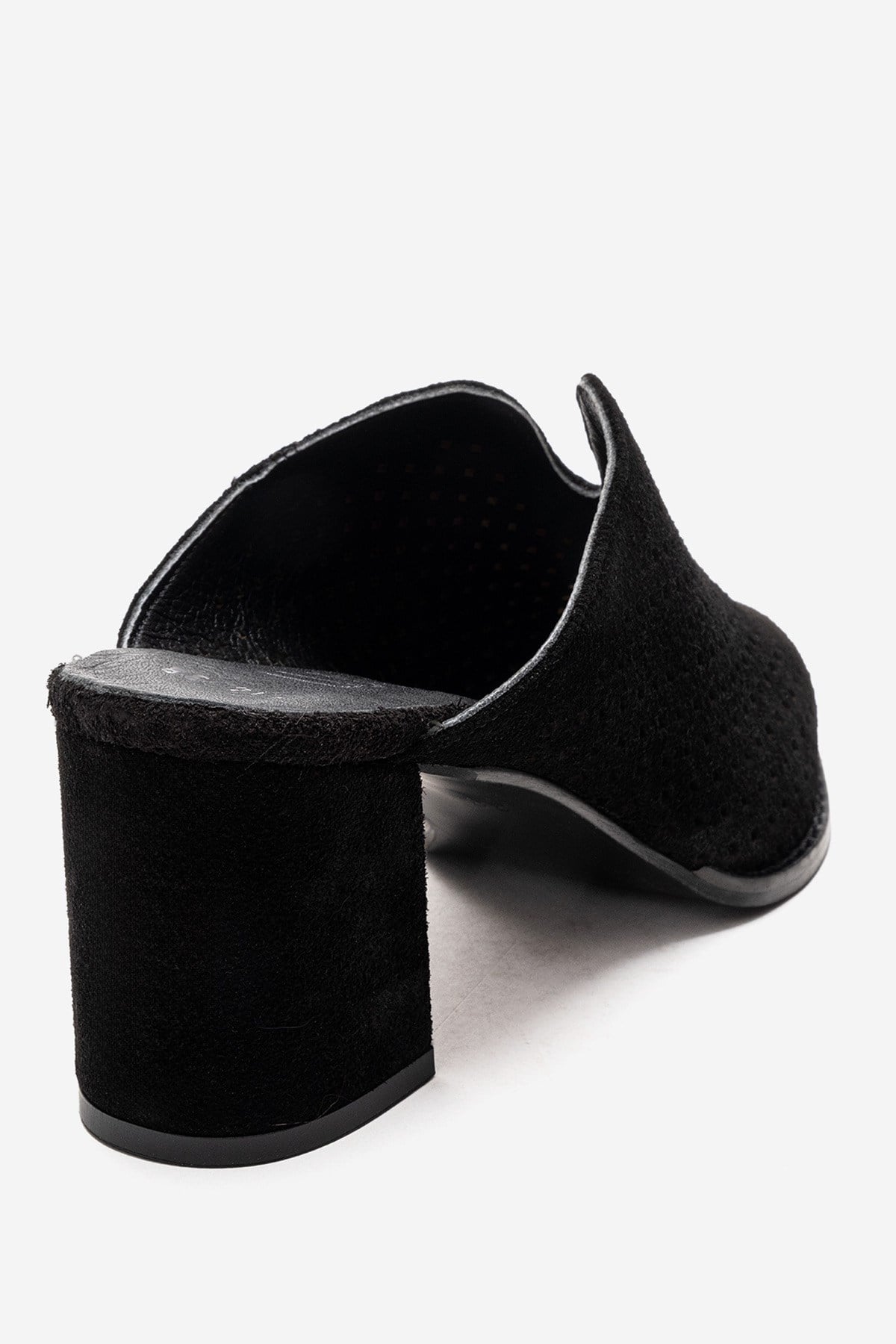 TOEN - Black Genuine Suede Leather Block Heel Mule (Women)