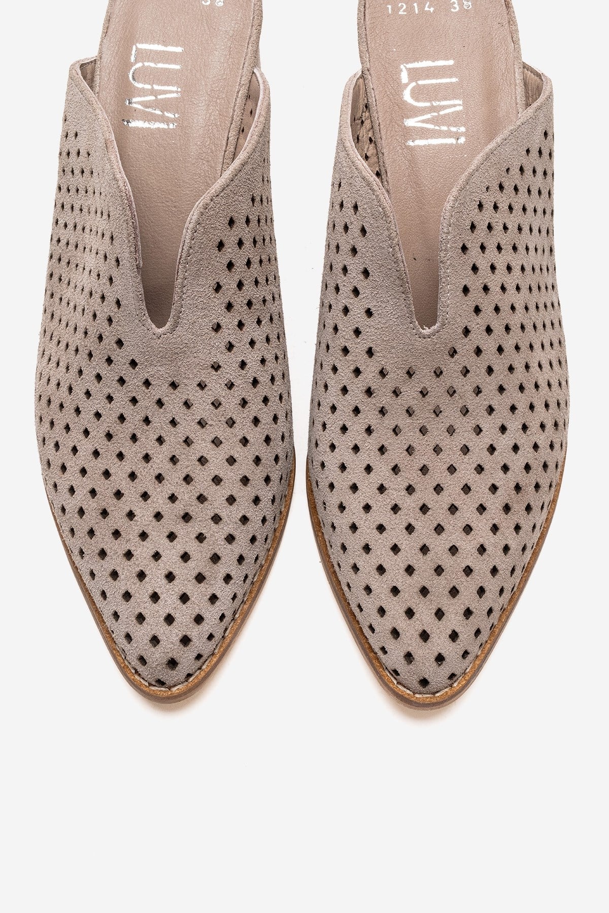 TOEN - Beige Genuine Leather Block Heel Mule (Women)
