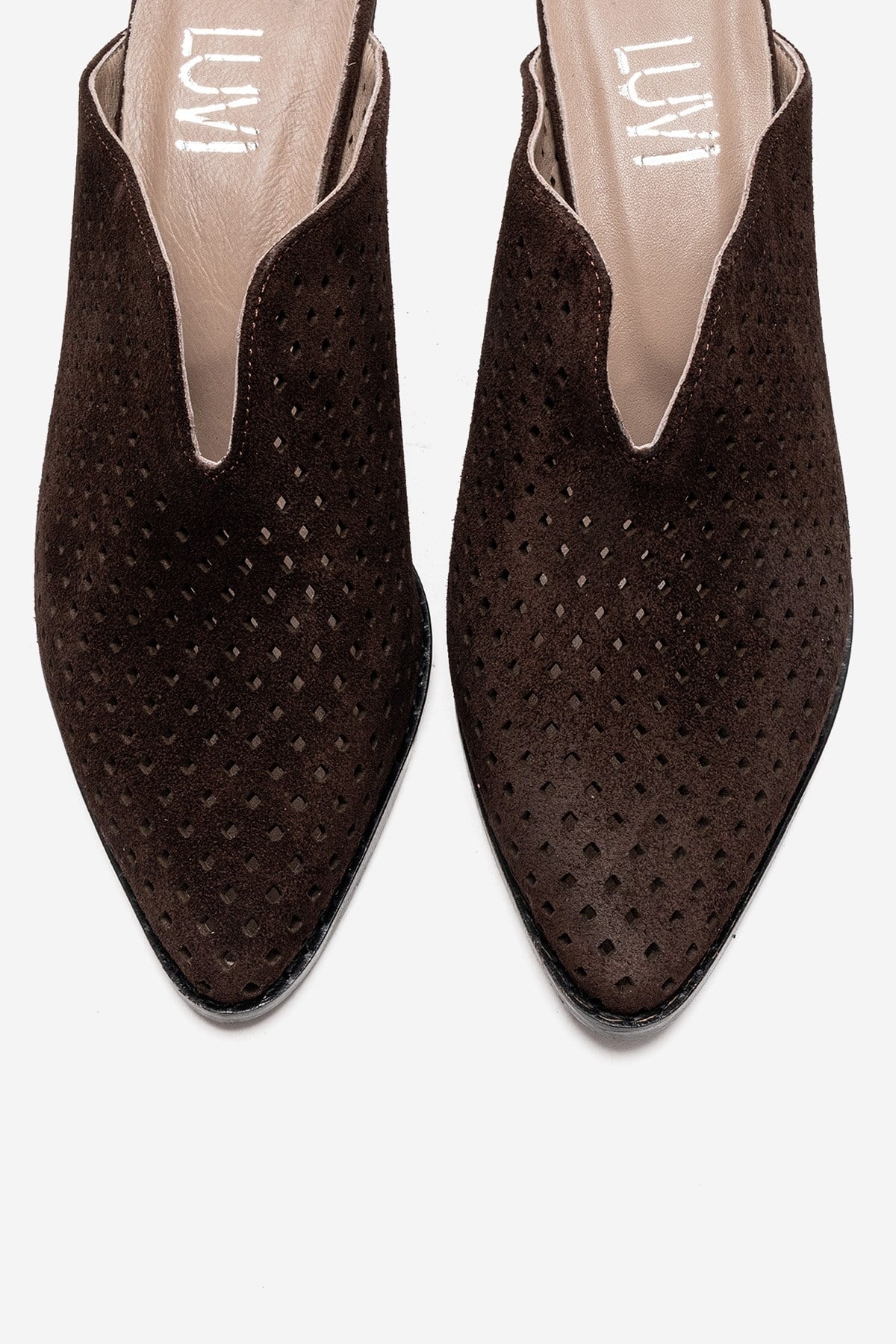 TOEN - Brown Genuine Leather Block Heel Mule (Women)