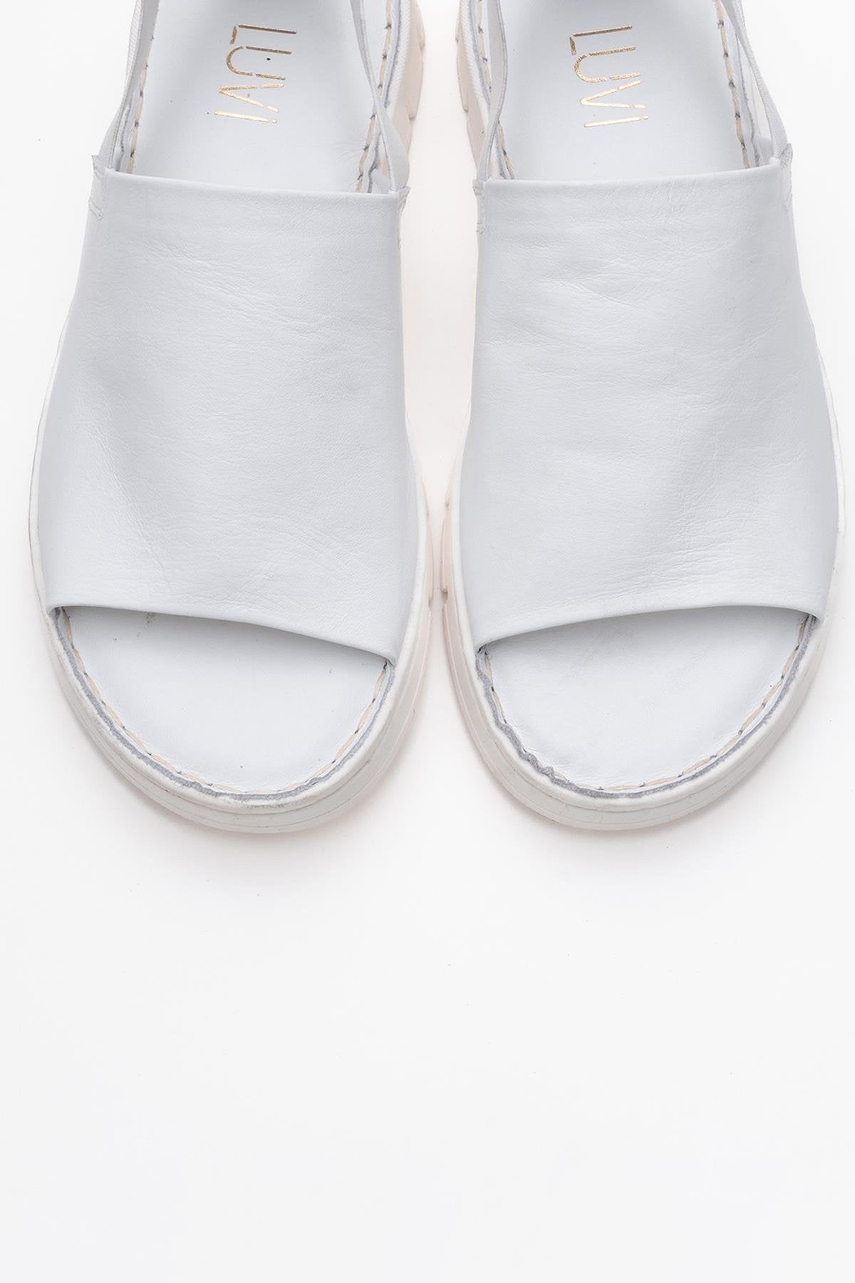 Londoi - White Elastic Strap Leather Sandal (Women)