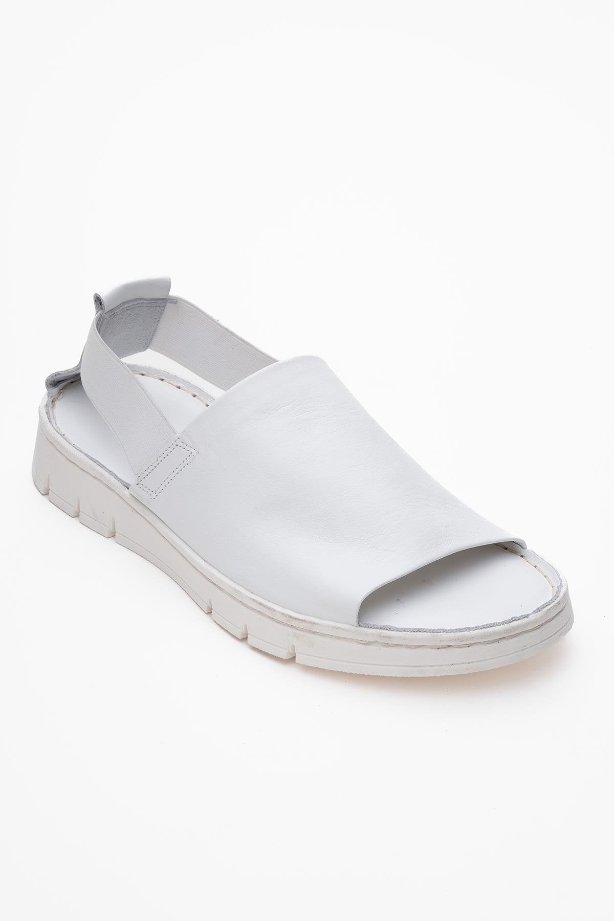 Londoi - White Elastic Strap Leather Sandal (Women)