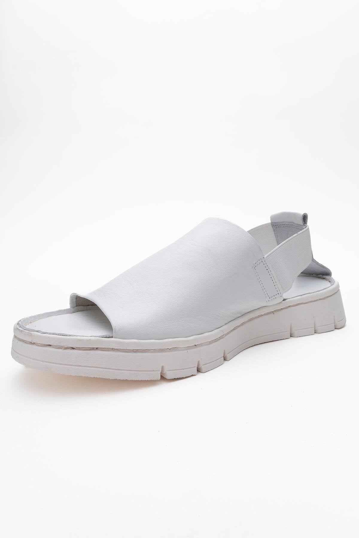 Londoi - White Elastic Strap Leather Sandal (Women)
