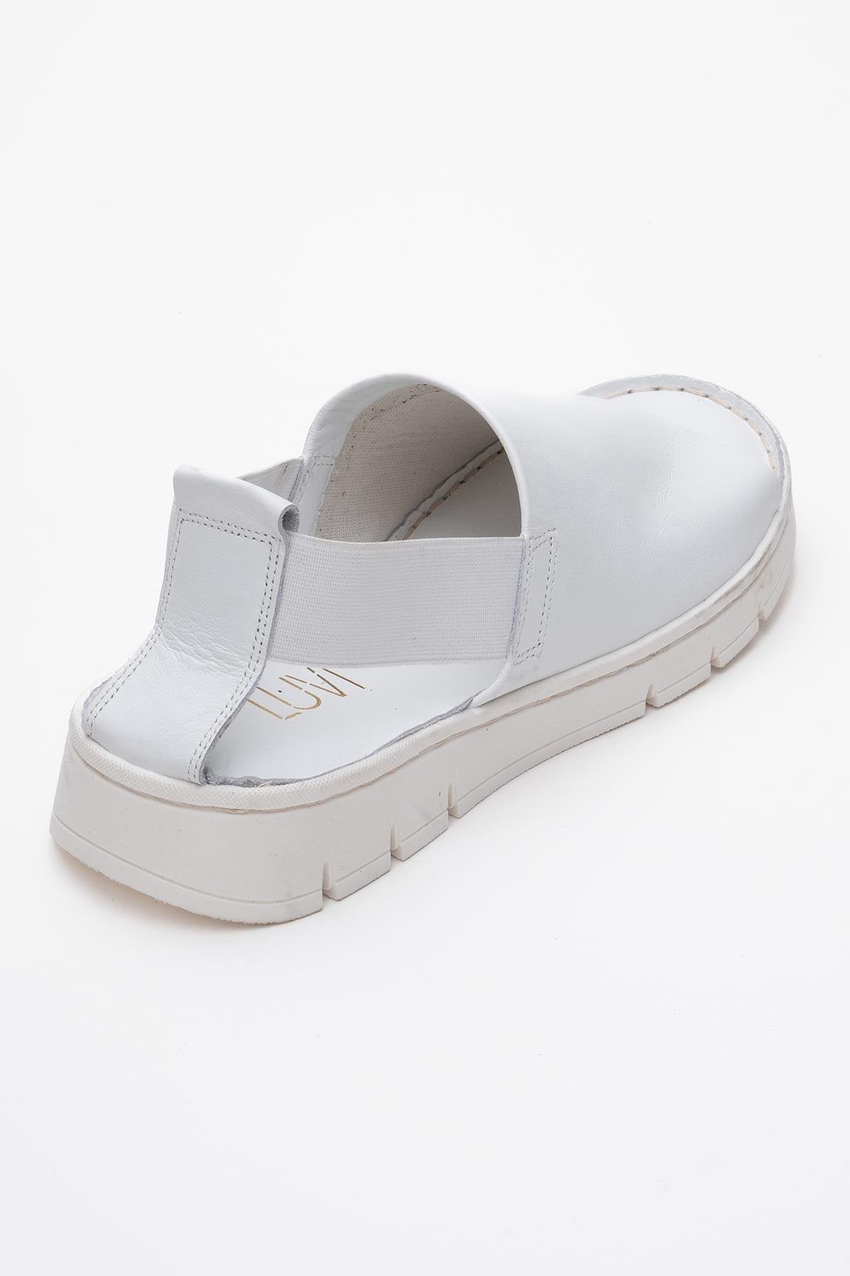 Londoi - White Elastic Strap Leather Sandal (Women)