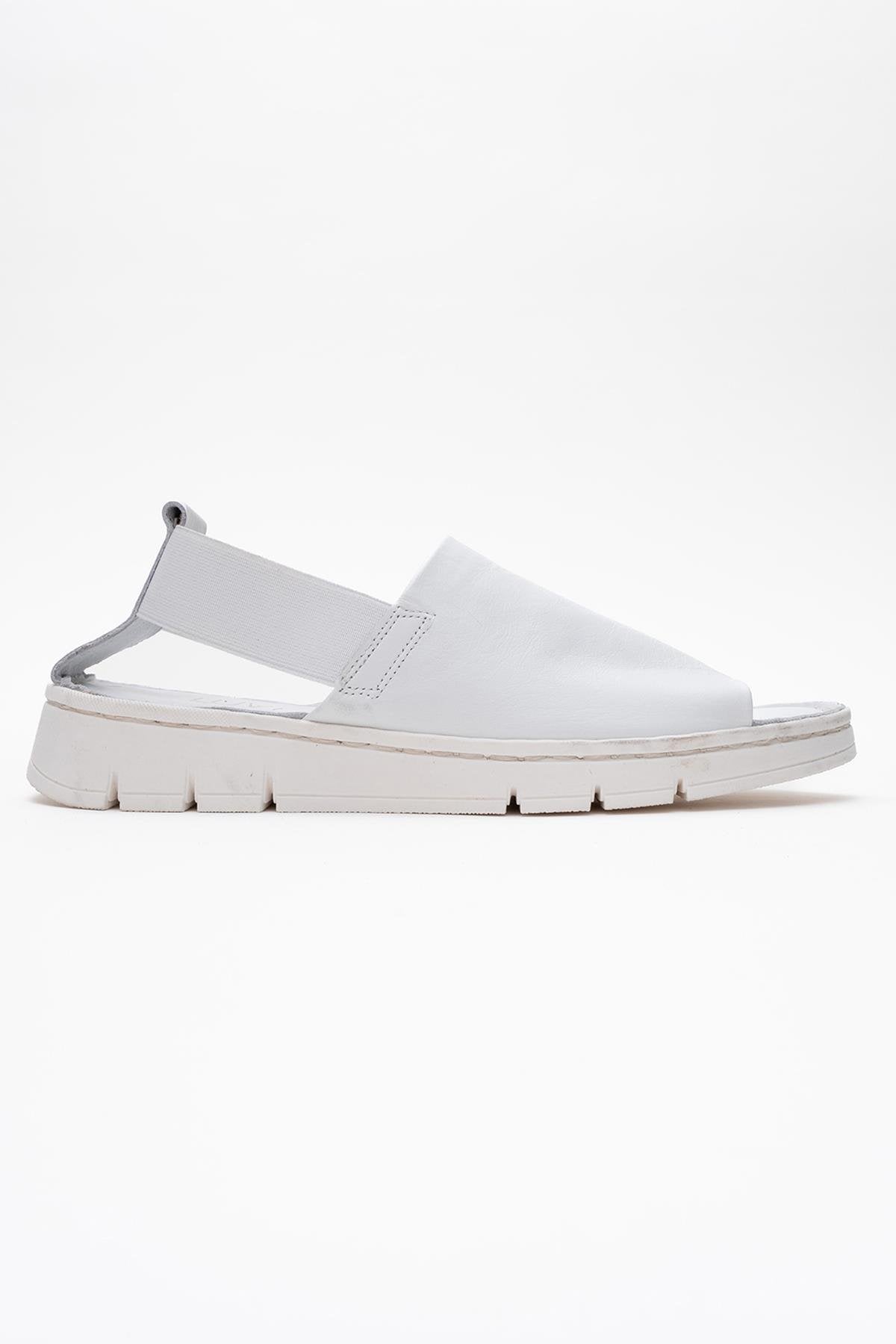 Londoi - White Elastic Strap Leather Sandal (Women)