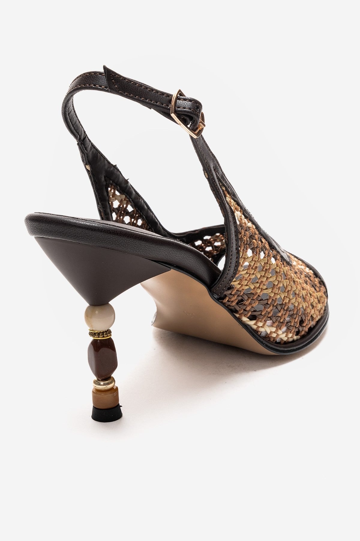SOVEN - Brown Beaded-Heel Sandal (Women)