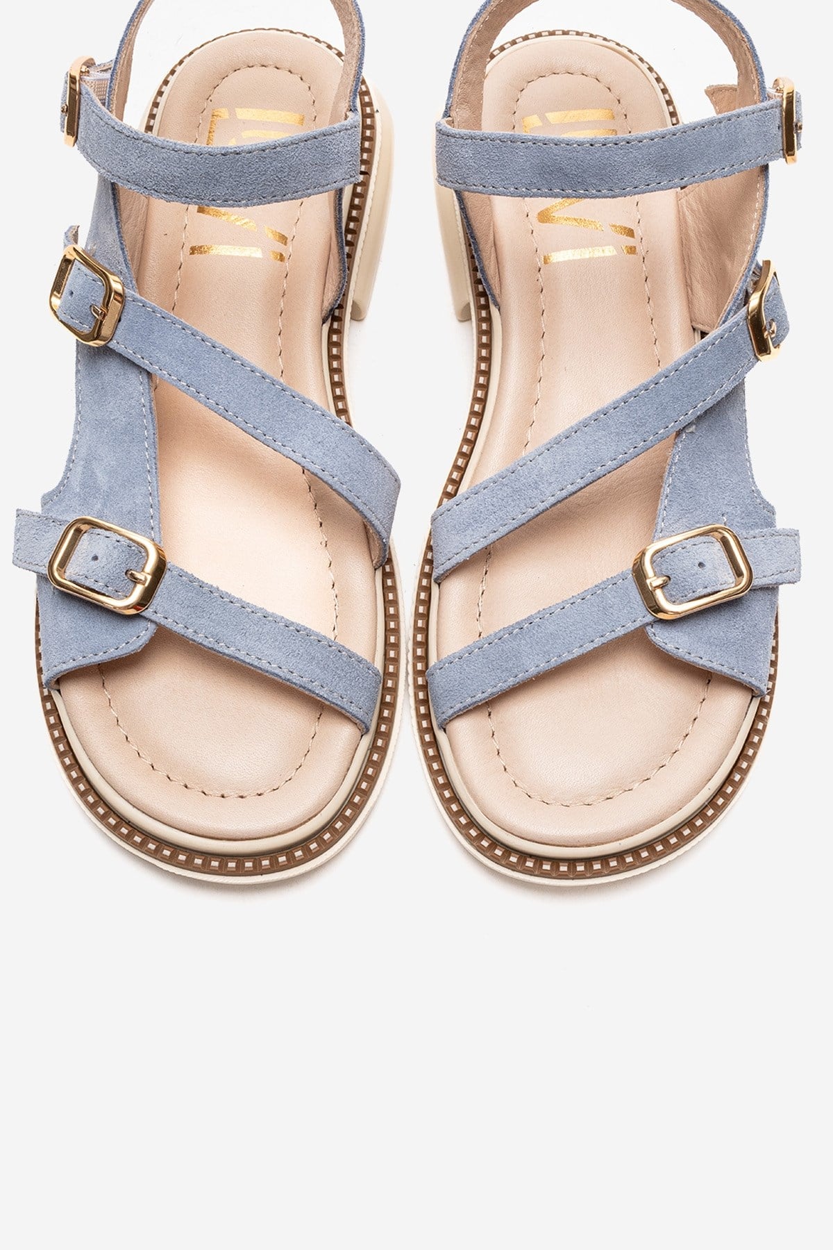 MOREZ - Blue Genuine Suede Leather Sandal (Women)