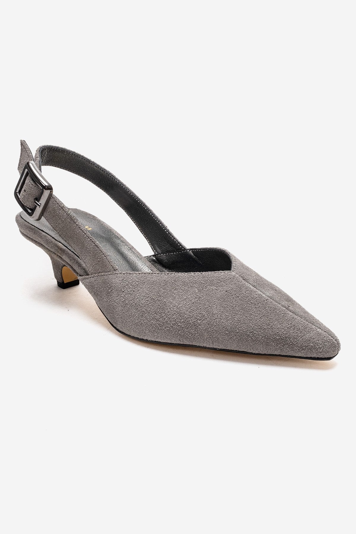 DIORIS - Gray Genuine Leather Slingback Kitten Heel Pointed Toe Pump (Women)