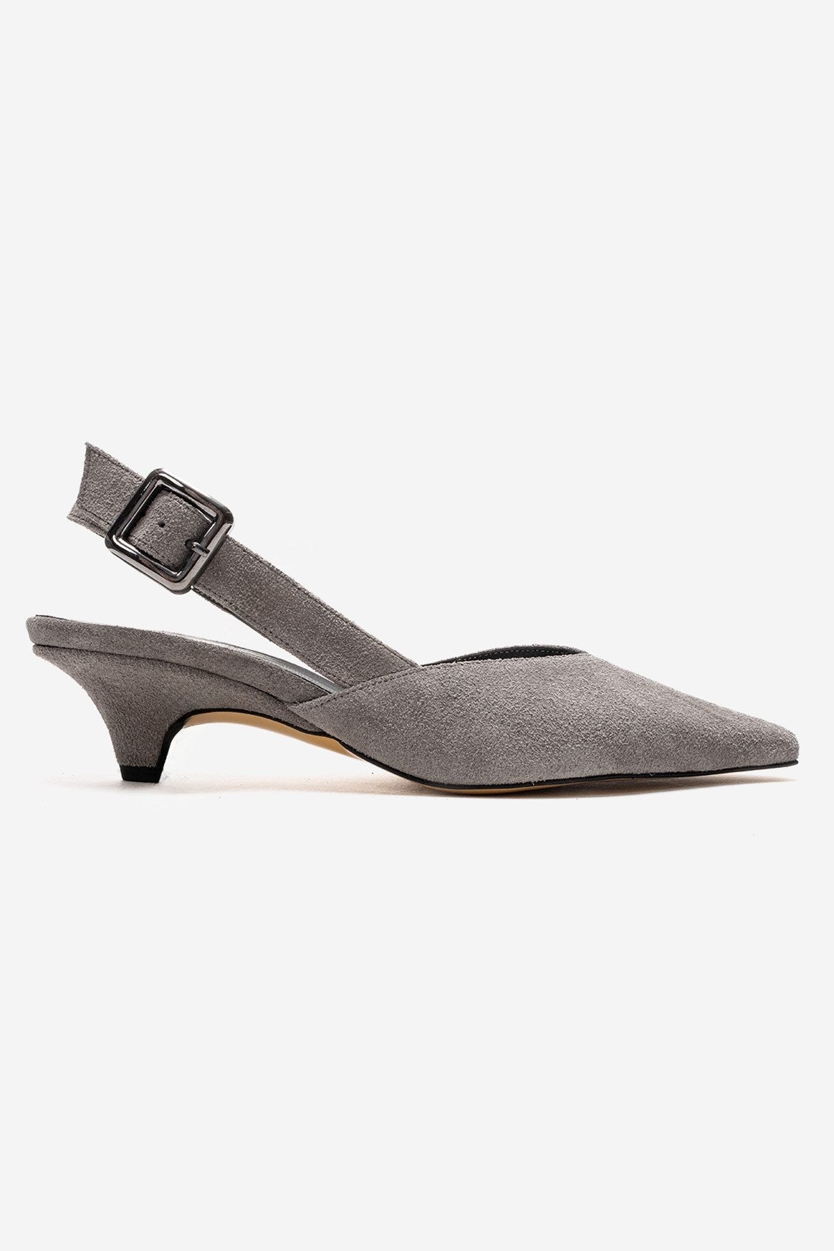 DIORIS - Gray Genuine Leather Slingback Kitten Heel Pointed Toe Pump (Women)