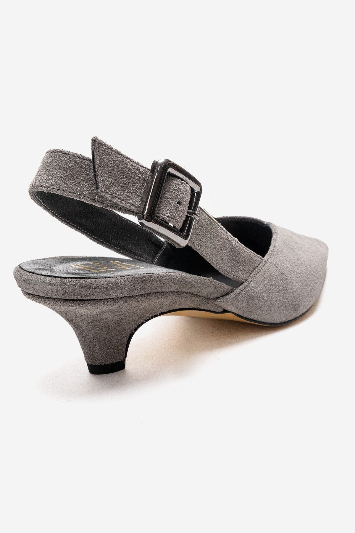 DIORIS - Gray Genuine Leather Slingback Kitten Heel Pointed Toe Pump (Women)