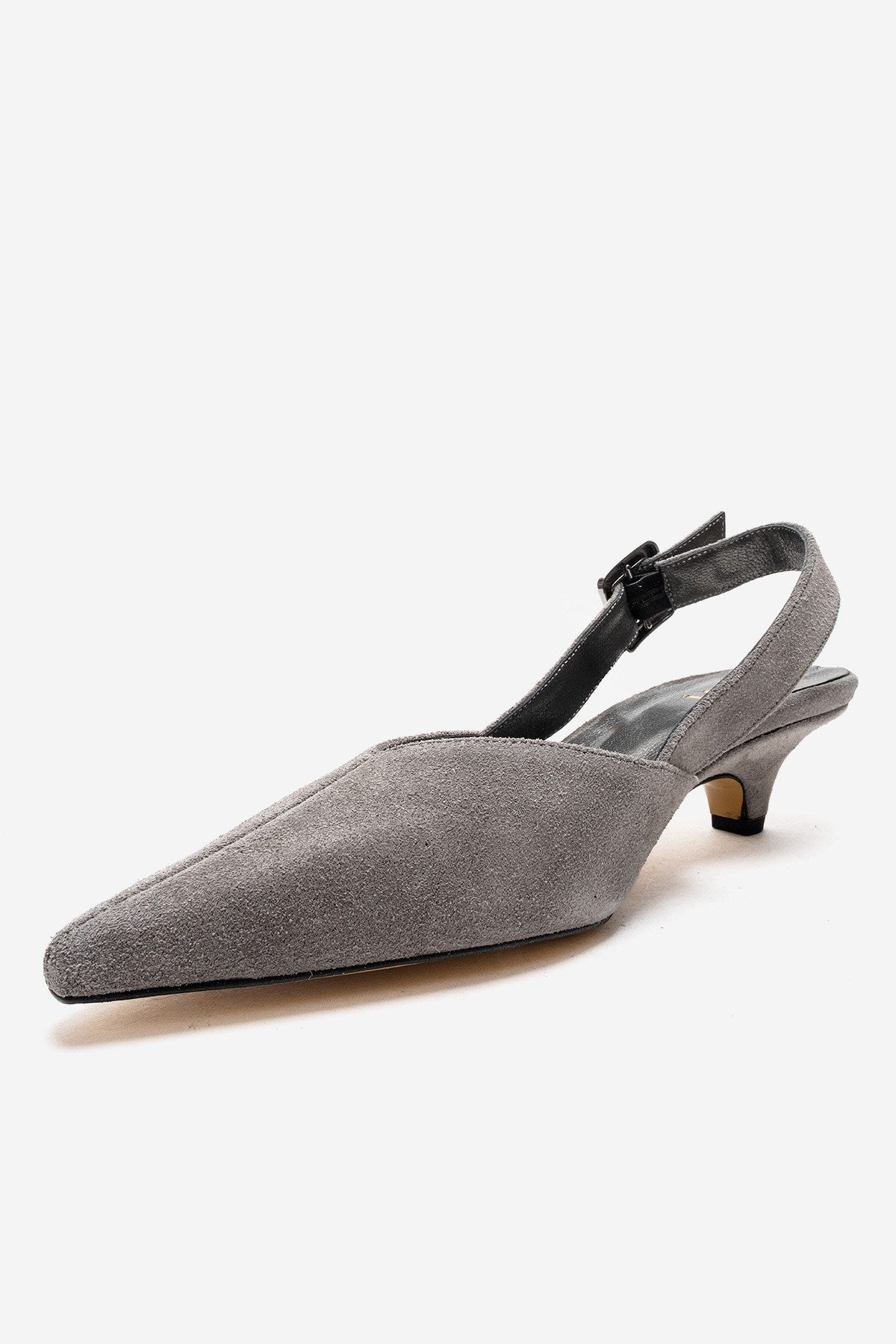 DIORIS - Gray Genuine Leather Slingback Kitten Heel Pointed Toe Pump (Women)