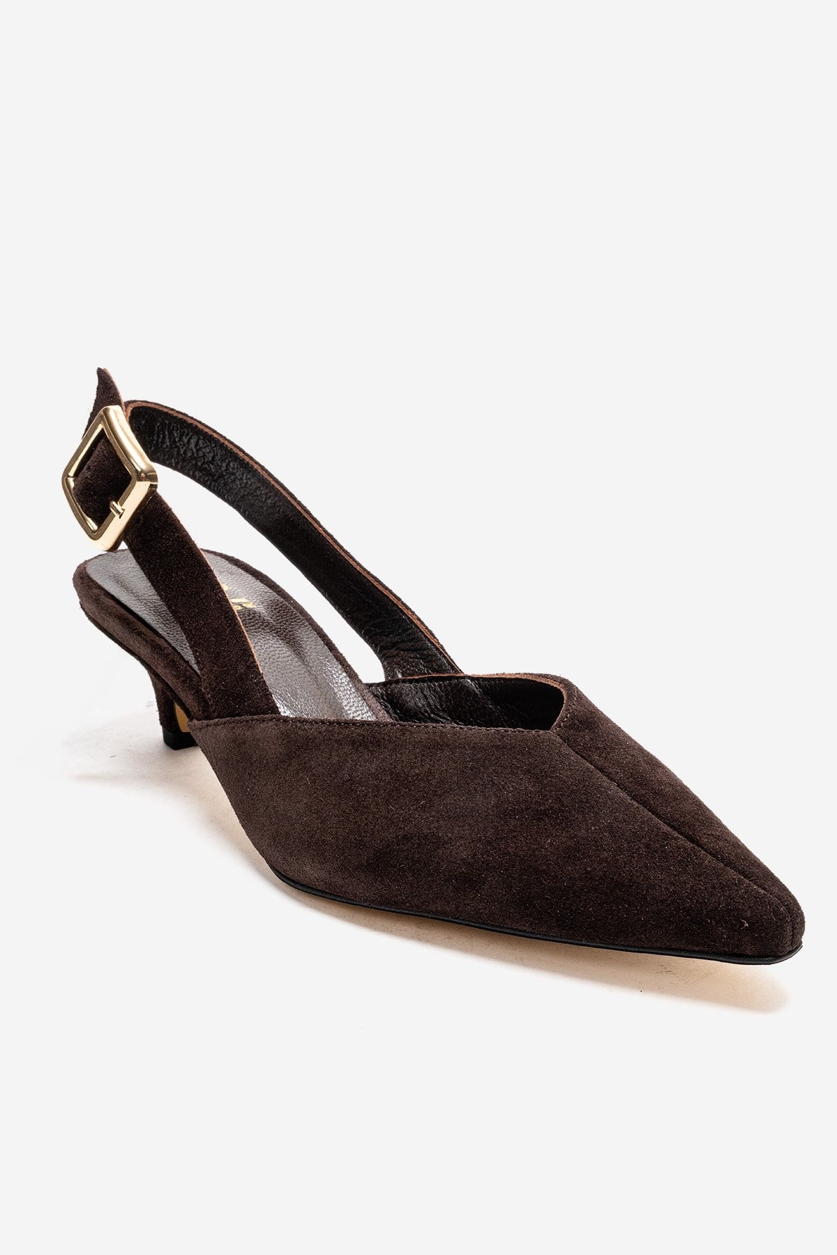 DIORIS - Brown Genuine Leather Slingback Kitten Heel Pointed Toe Pump (Women)