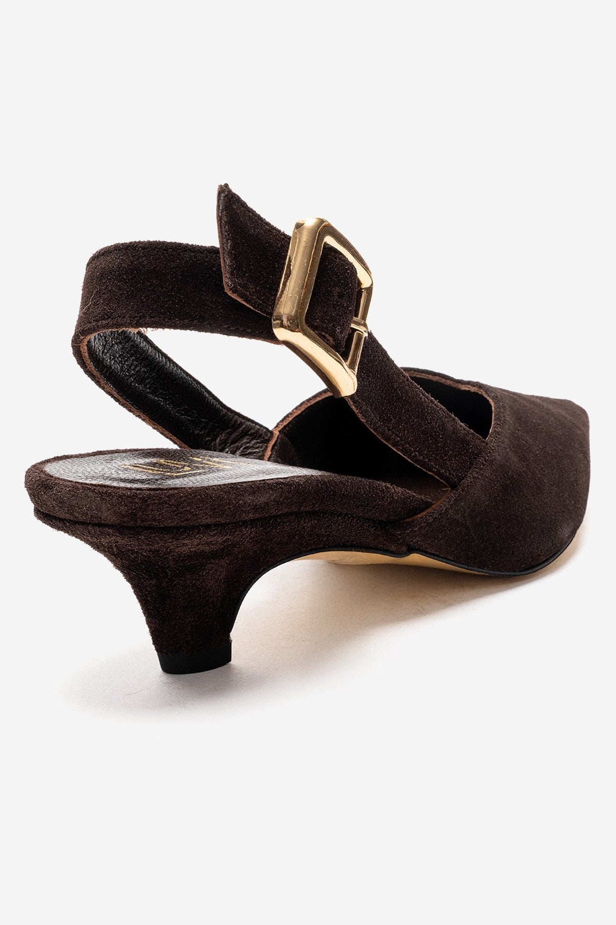 DIORIS - Brown Genuine Leather Slingback Kitten Heel Pointed Toe Pump (Women)