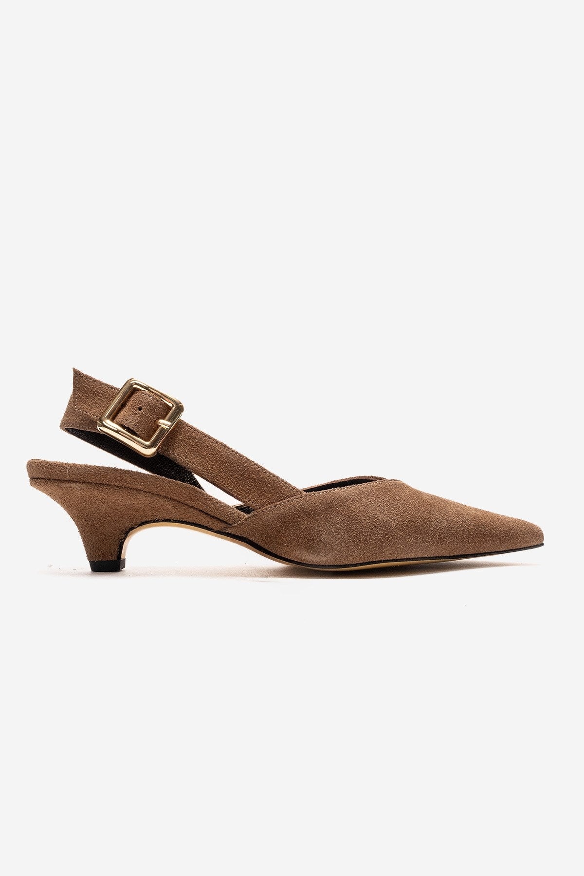 DIORIS - Camel Genuine Leather Slingback Kitten Heel Pointed Toe Pump (Women)