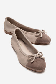 BOLEO - Beige/Taupe Genuine Leather Ballet Flat (Women)